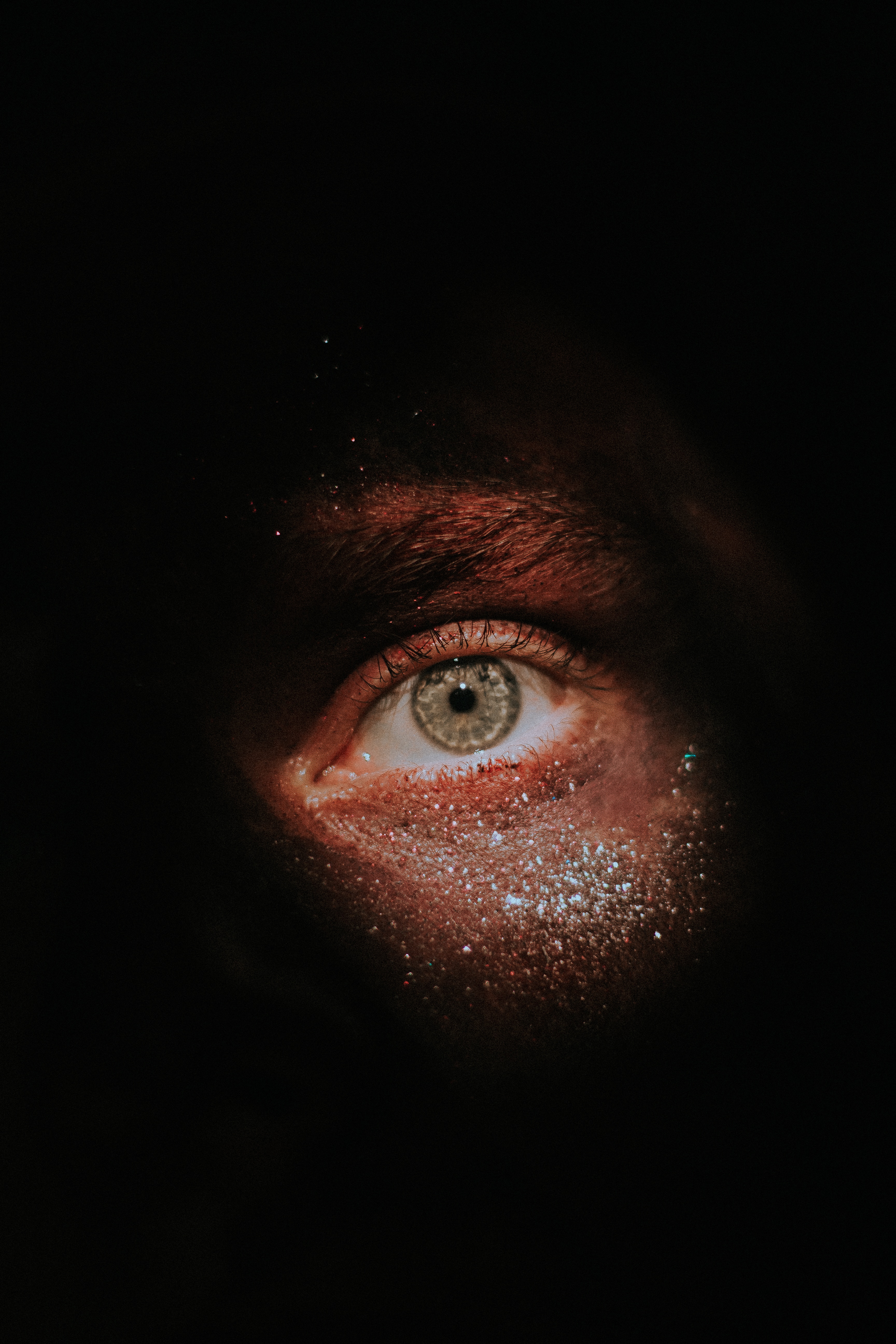 eye, macro, dark, close up, tinsel, sequins for android