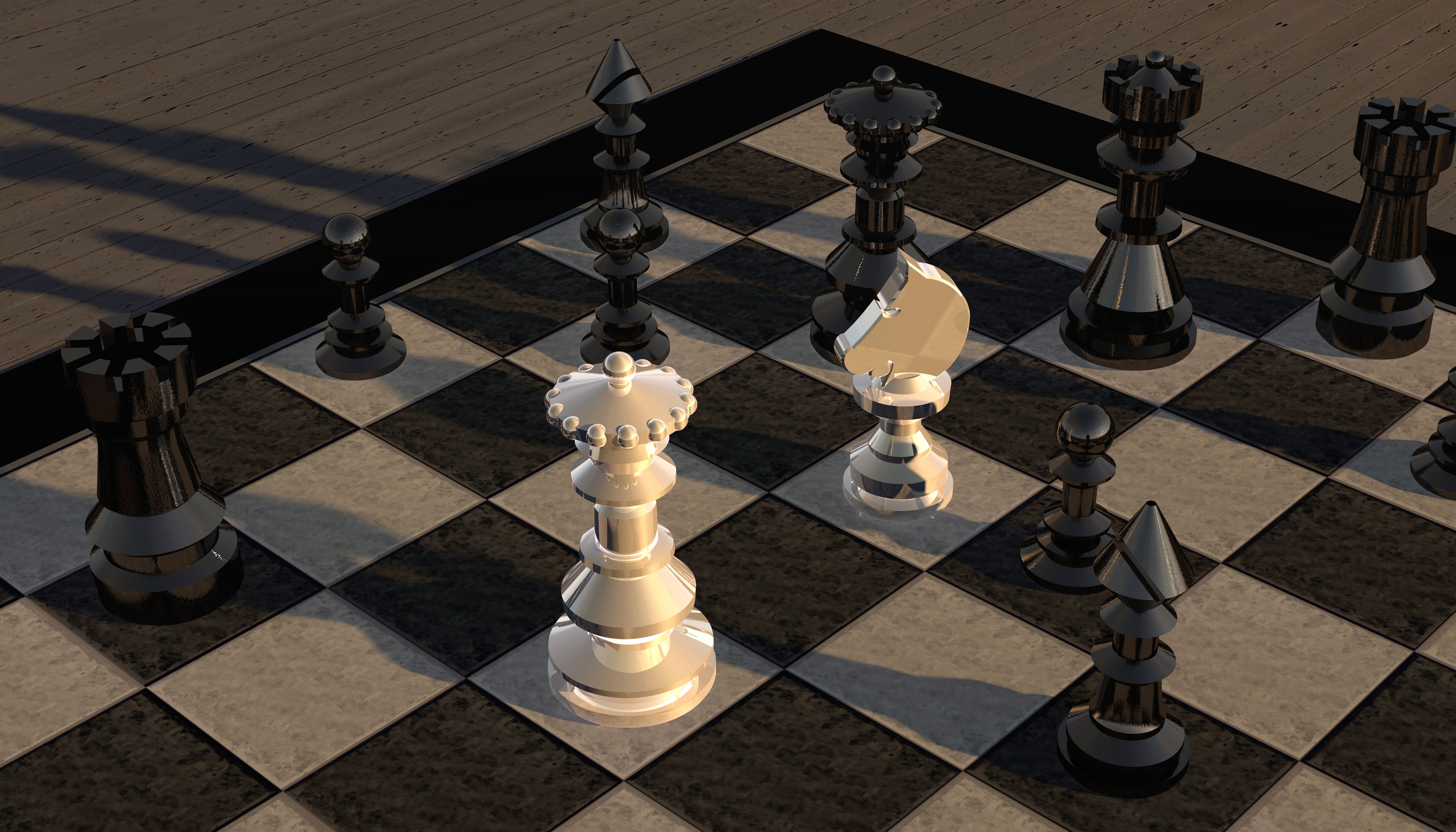 chess, 3d, figurines, figures, chess board, chessboard Full HD