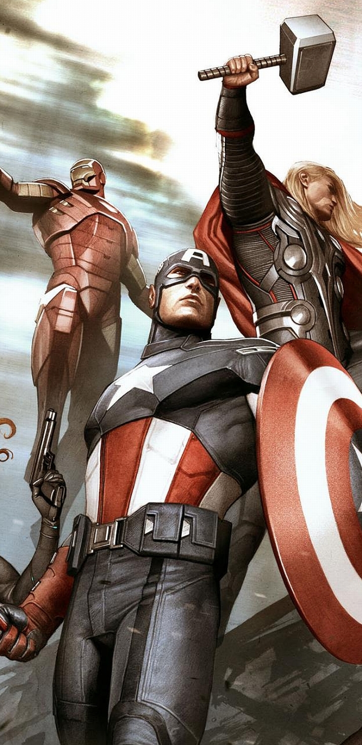 Download mobile wallpaper Iron Man, Captain America, Avengers, Comics, Thor, The Avengers for free.