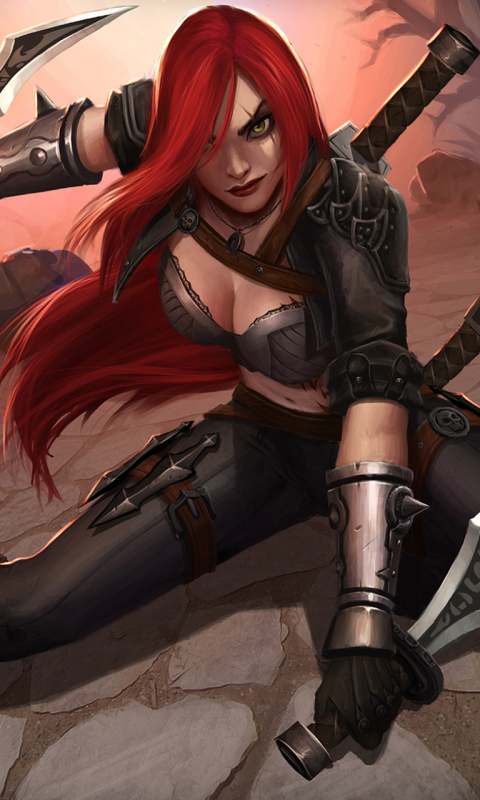 Descarga gratuita de fondo de pantalla para móvil de League Of Legends, Pelo Largo, Videojuego, Cabello Rojo, Mujer Guerrera, Katarina (Liga De Leyendas).