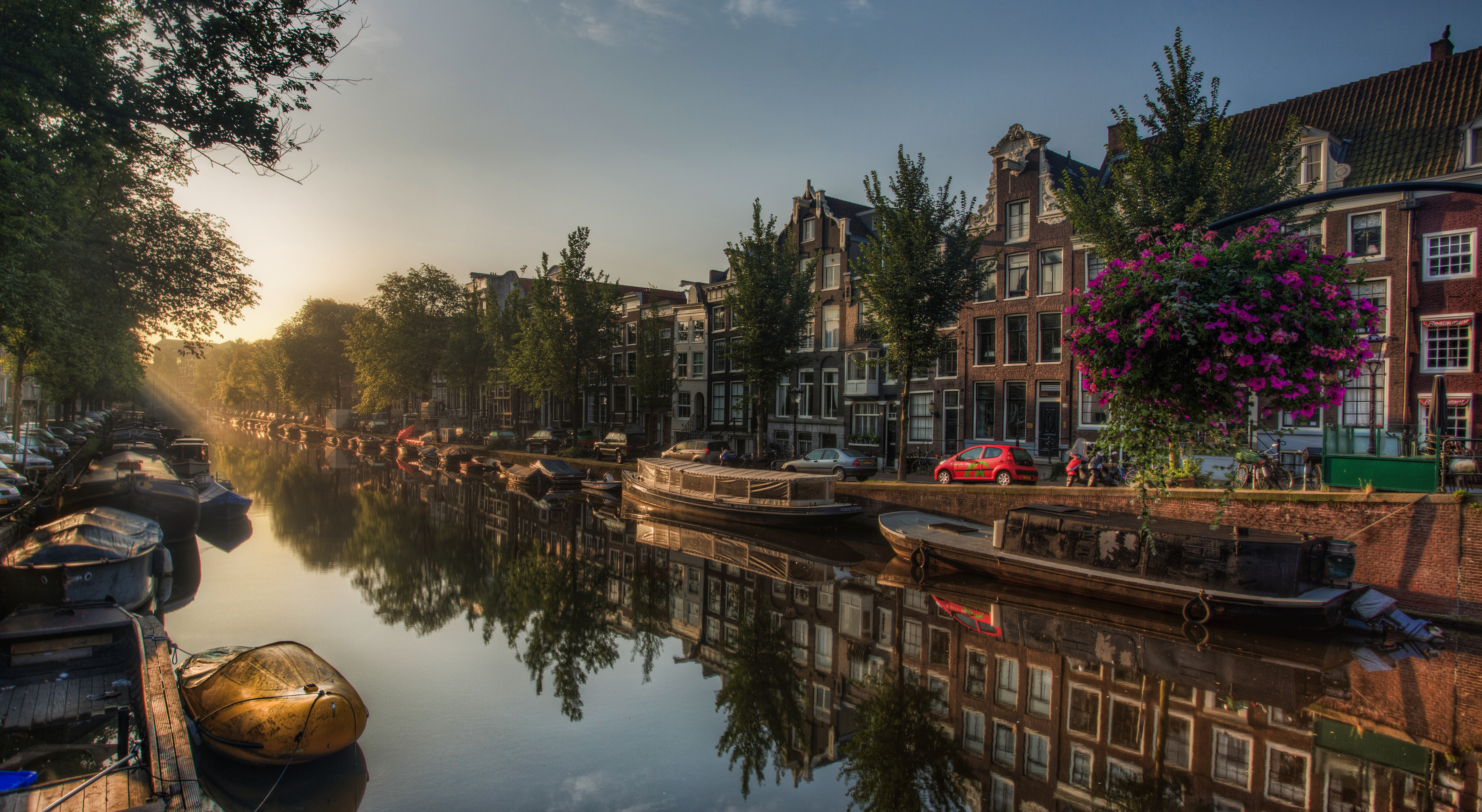 1522740 завантажити шпалери амстердам, міста, створено людиною, човен, канал, нідерланди, рефлексія - заставки і картинки безкоштовно