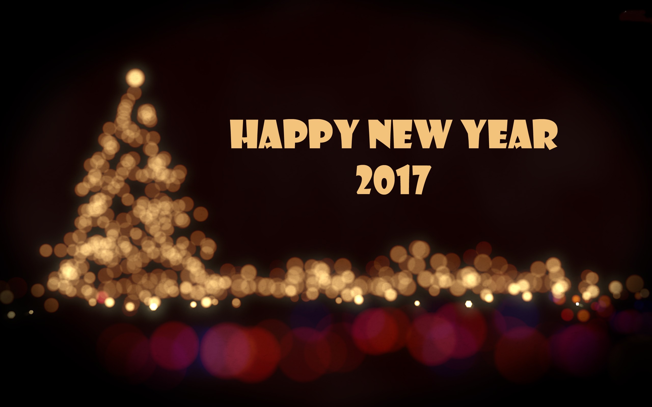 Download mobile wallpaper New Year, Light, Holiday, Christmas Tree, Bokeh, New Year 2017 for free.
