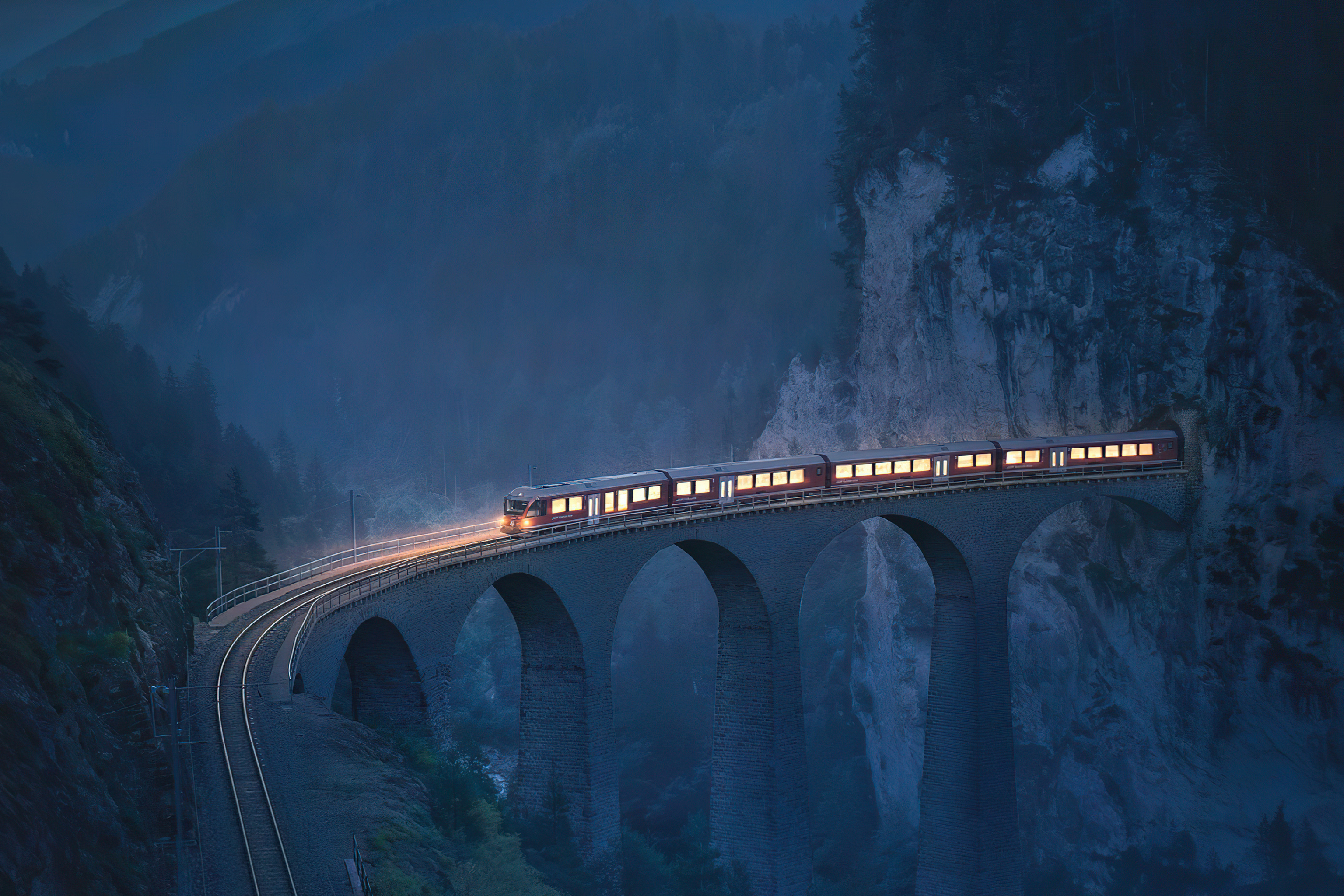 Handy-Wallpaper Brücke, Zug, Fahrzeuge kostenlos herunterladen.