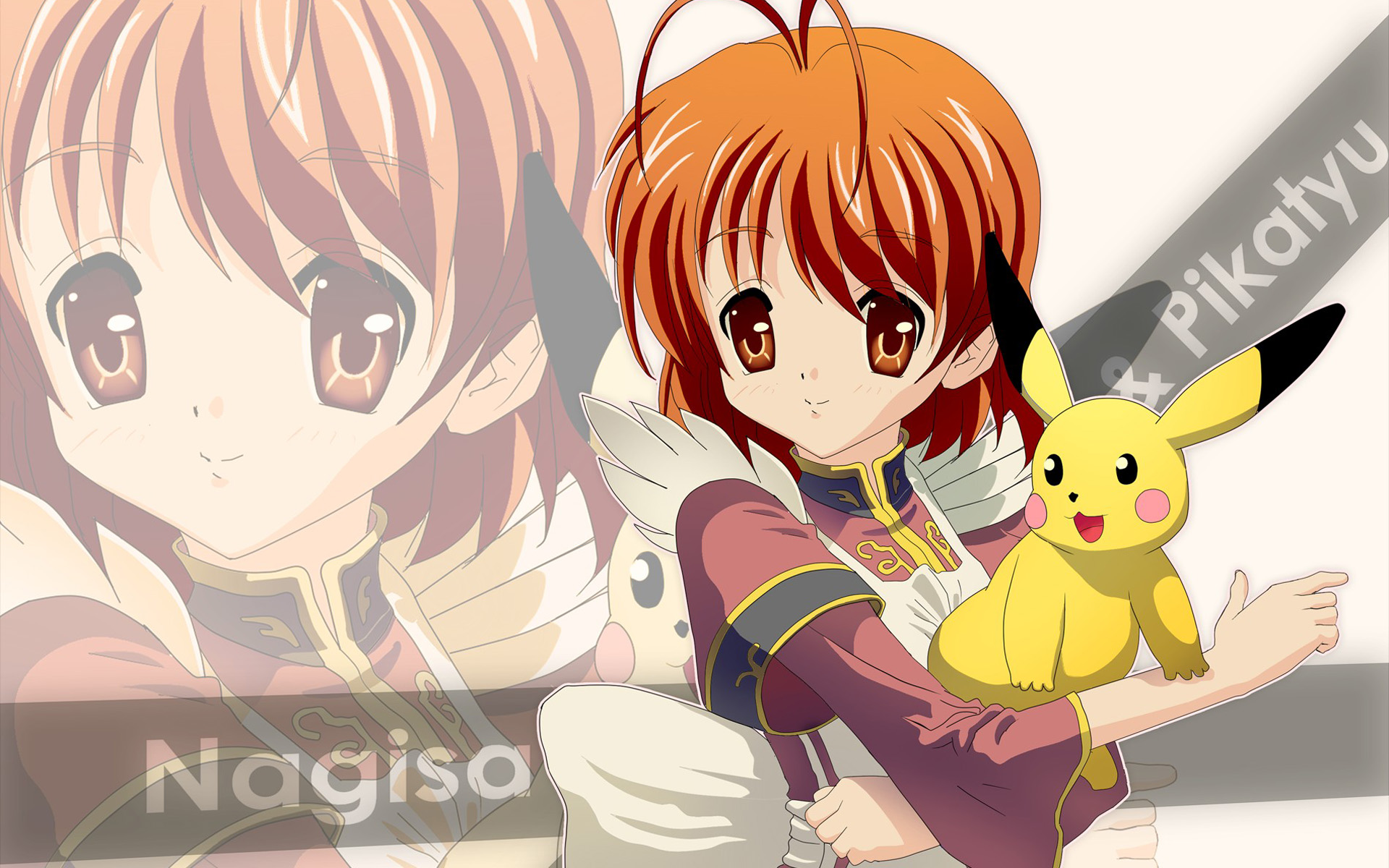 Free download wallpaper Anime, Crossover, Pikachu, Nagisa Furukawa on your PC desktop