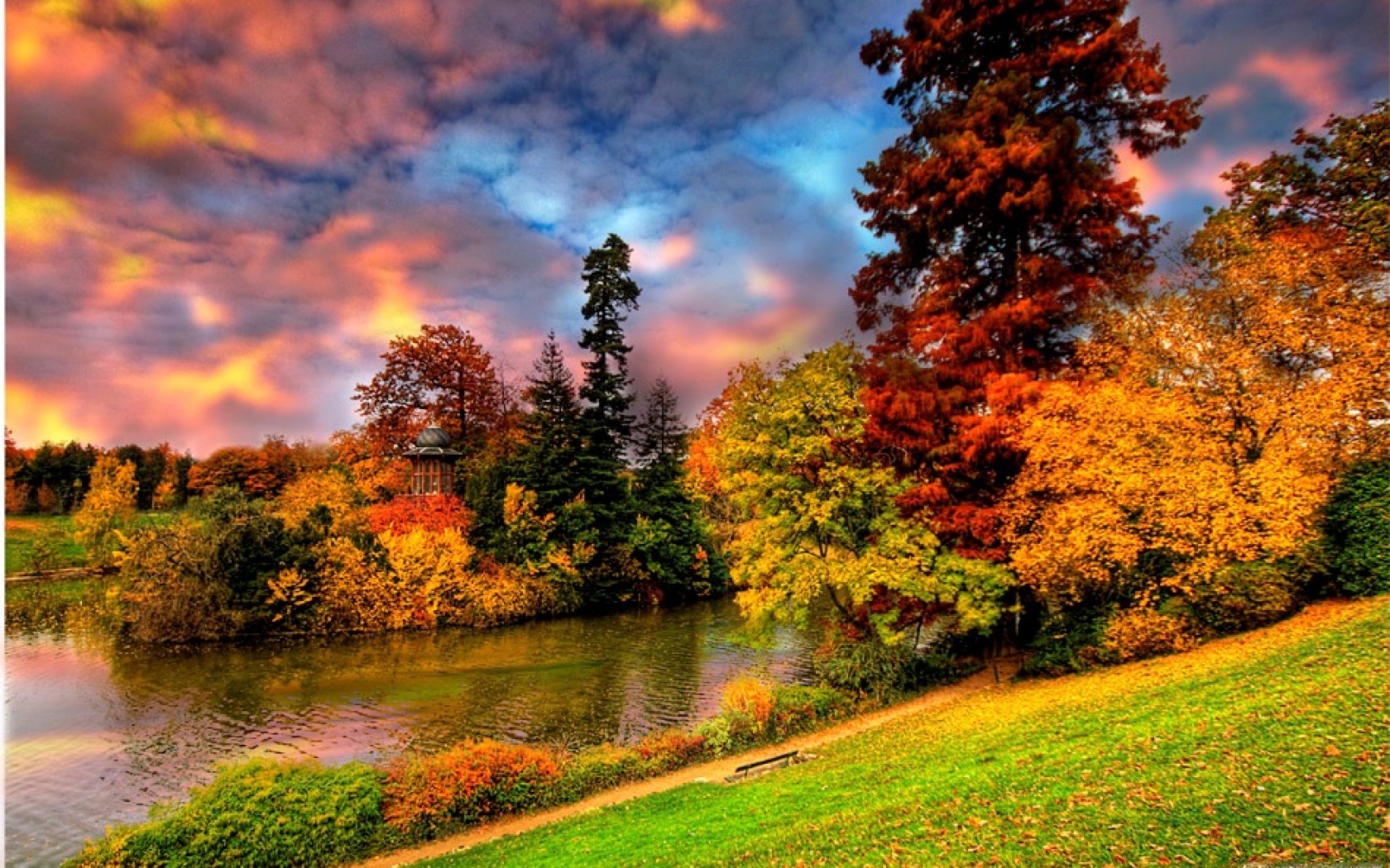 Download mobile wallpaper Lake, Tree, Fall, Earth for free.