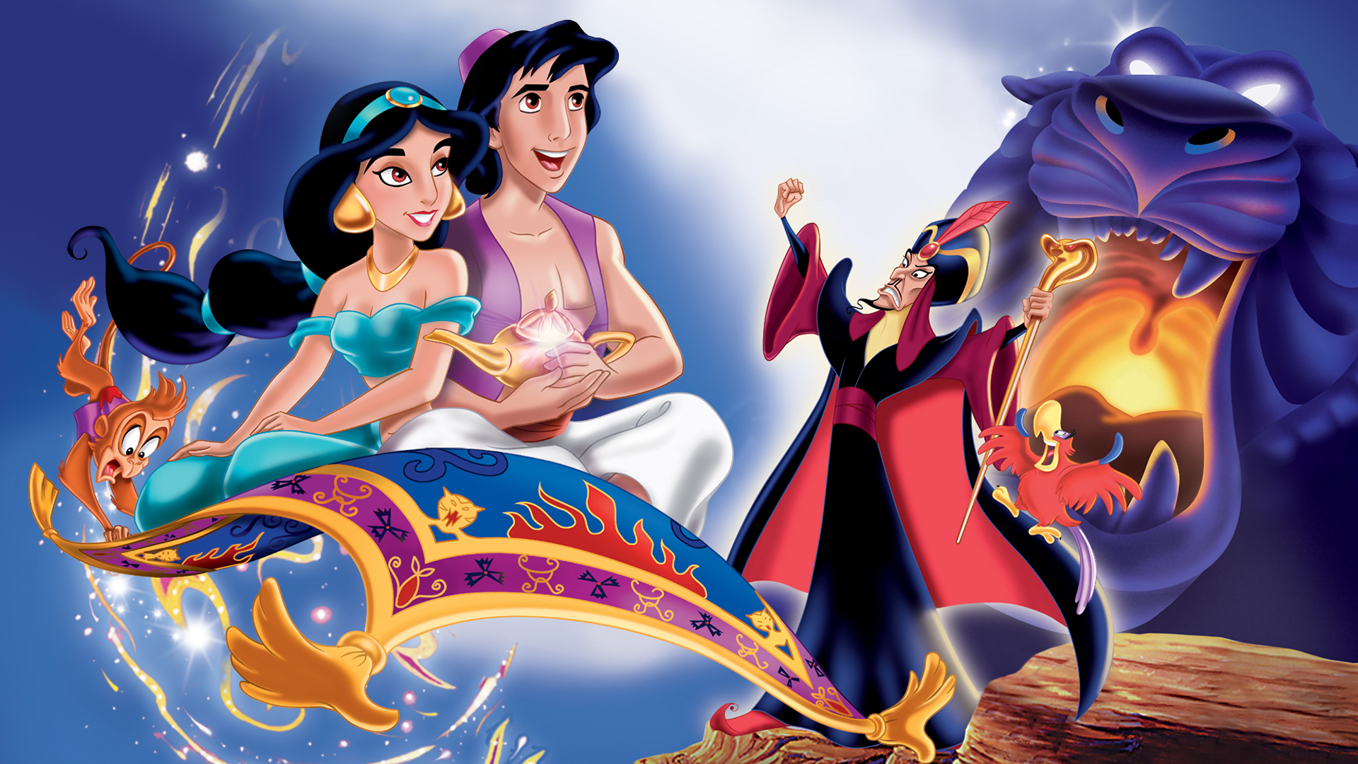 movie, aladdin (1992), aladdin, iago (aladdin), jafar, princess jasmine