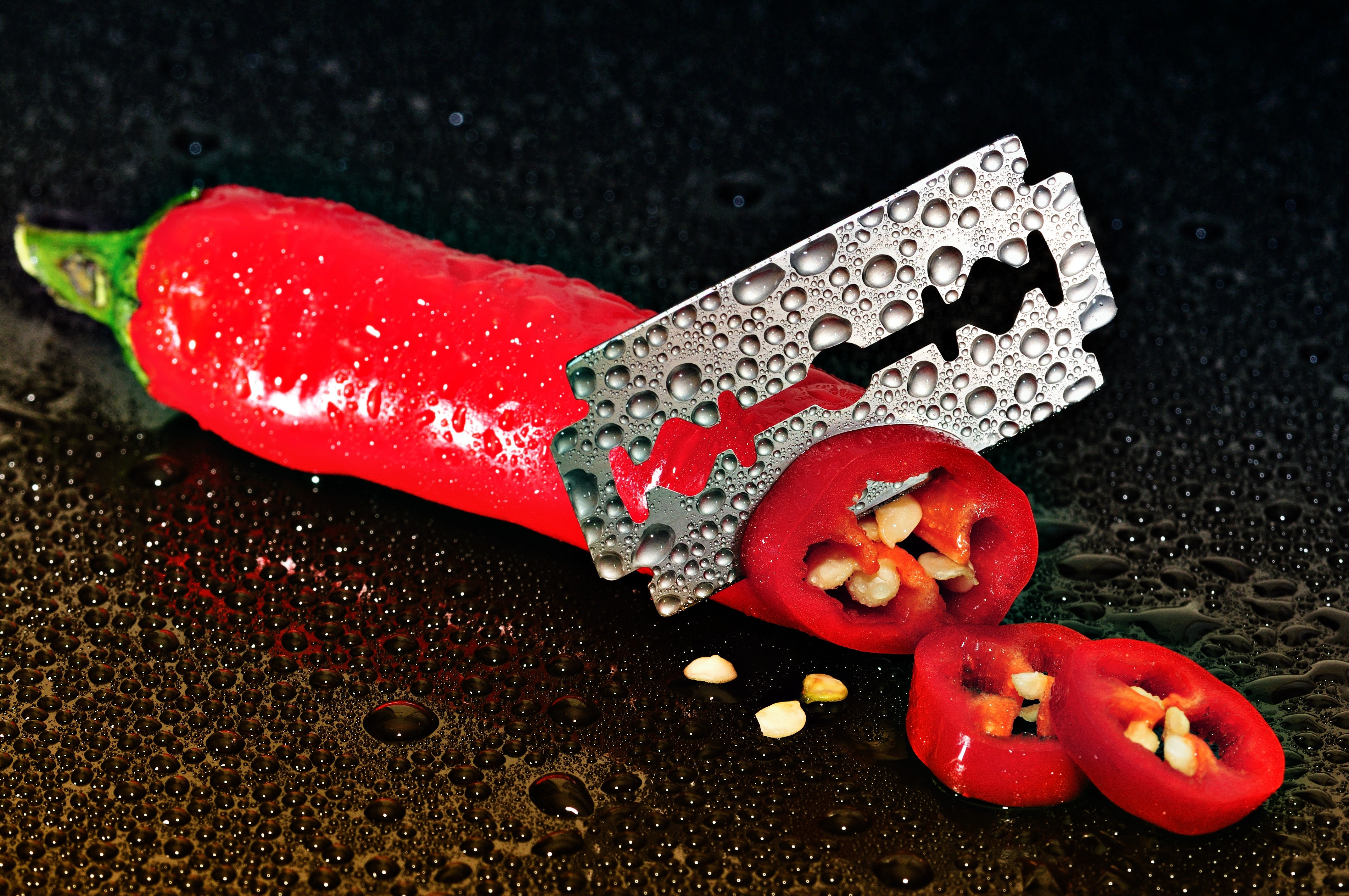 food, pepper, drops, blade, chile, blades