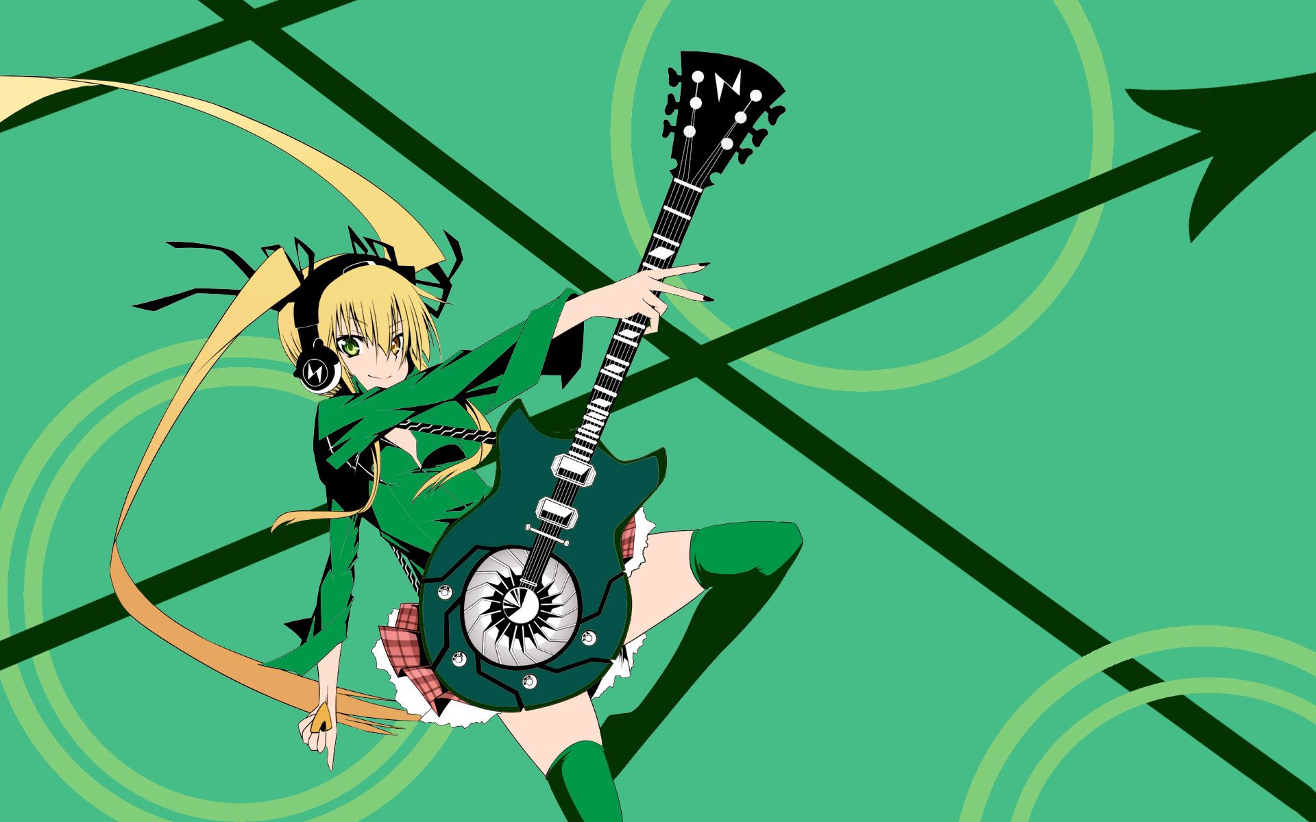 guitar, anime, arrow, girl, boot desktop HD wallpaper