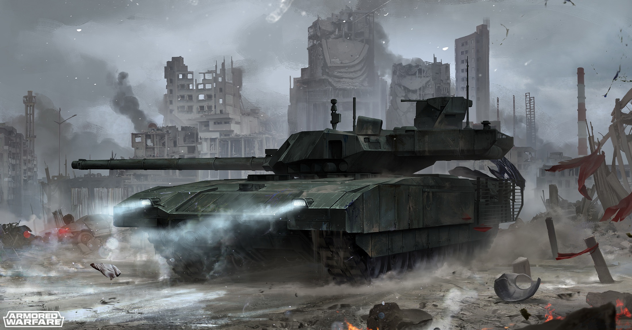 Laden Sie das Panzer, Ruinen, Computerspiele, Großstadt, Armored Warfare-Bild kostenlos auf Ihren PC-Desktop herunter
