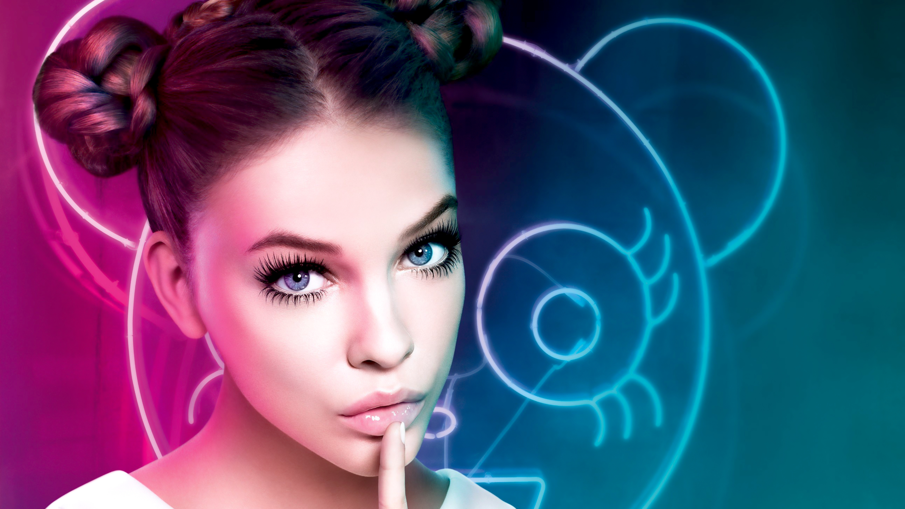 Download mobile wallpaper Face, Cute, Heterochromia, Celebrity, Barbara Palvin, Hungarian for free.