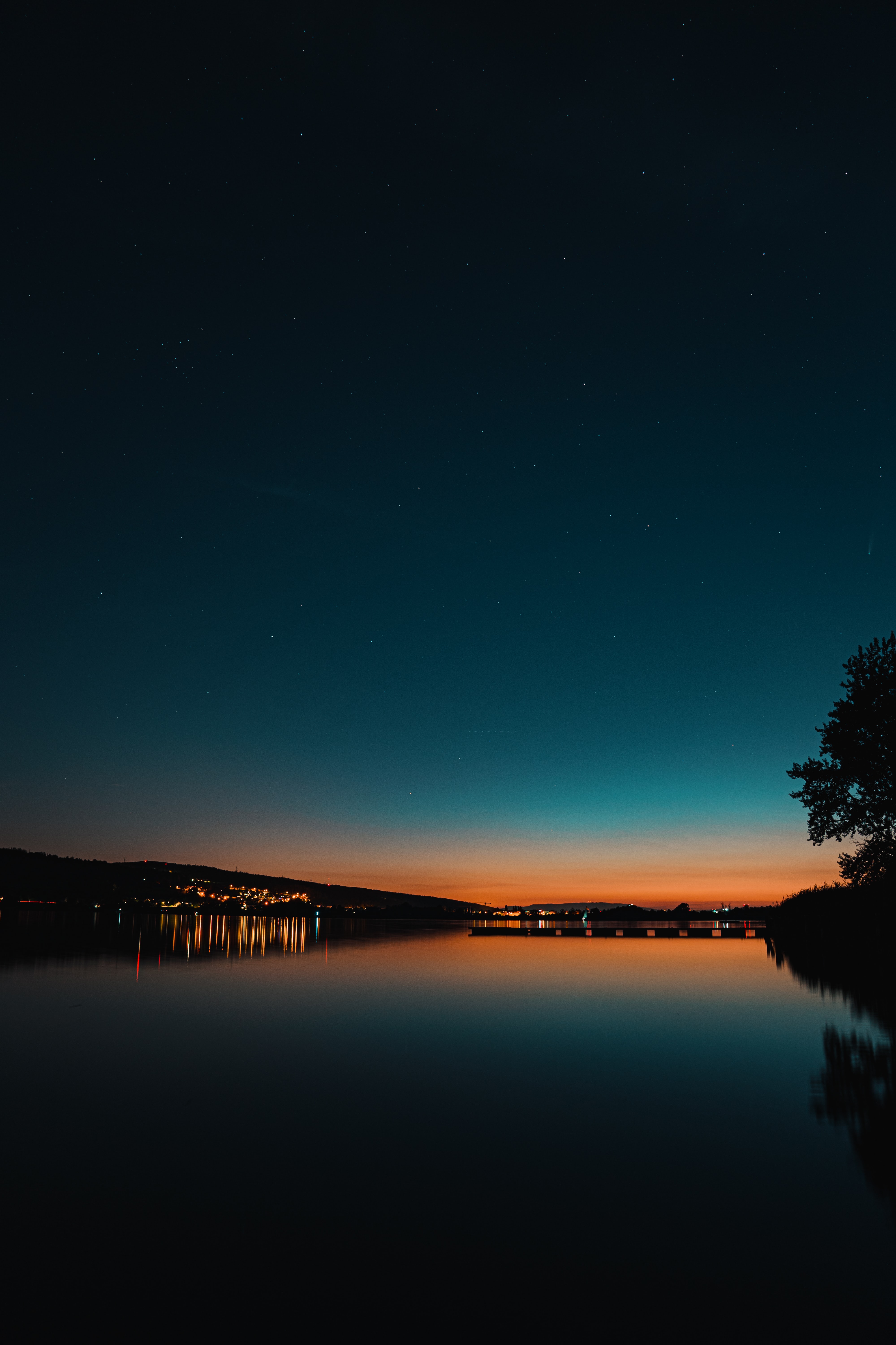 night, lights, dark, water, reflection wallpapers for tablet