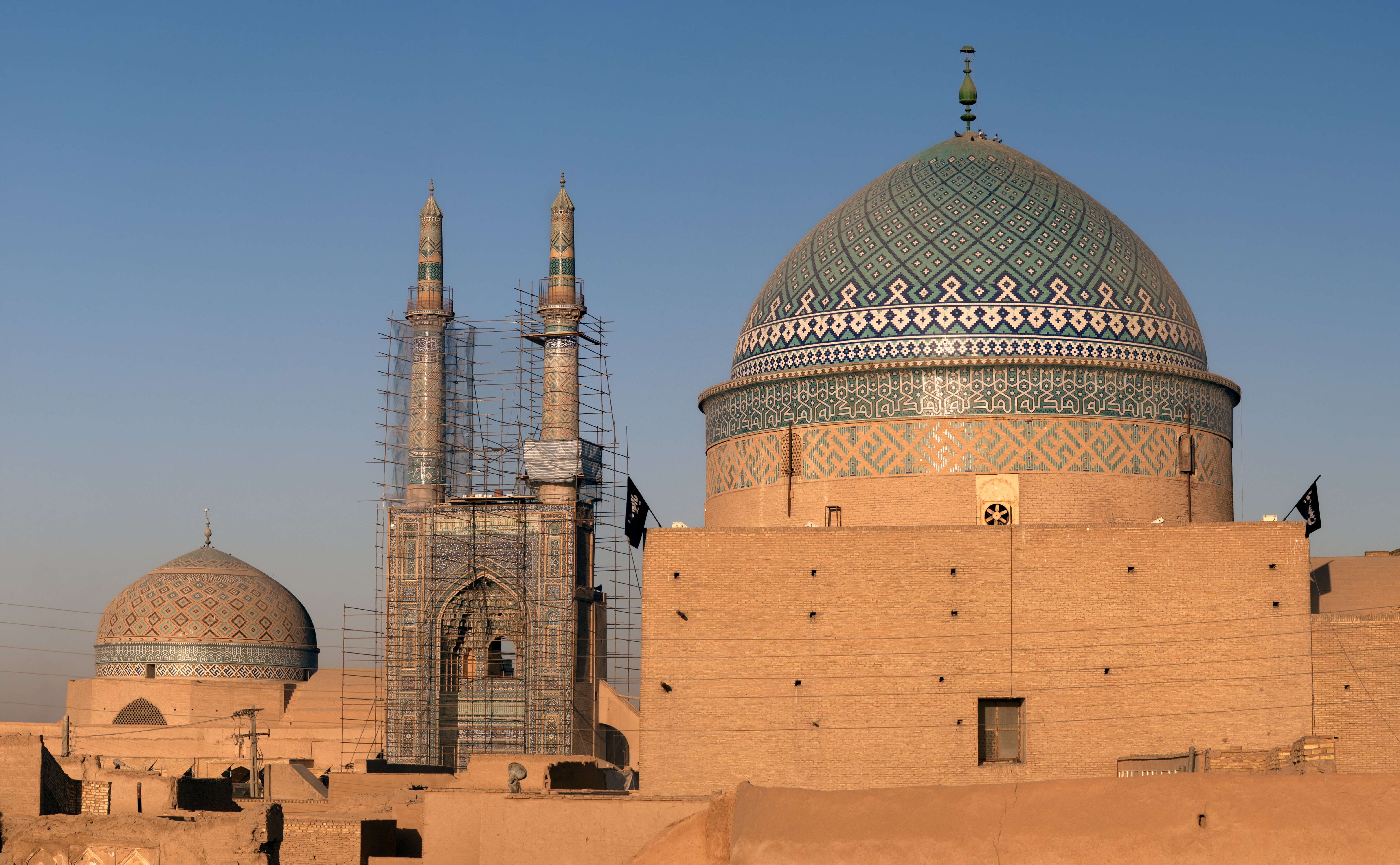 1525578 завантажити шпалери релігійний, мечеть, іран, мечеть джаме в язд, мавзолей, мавзолей рокнедін, язд, мечеті - заставки і картинки безкоштовно