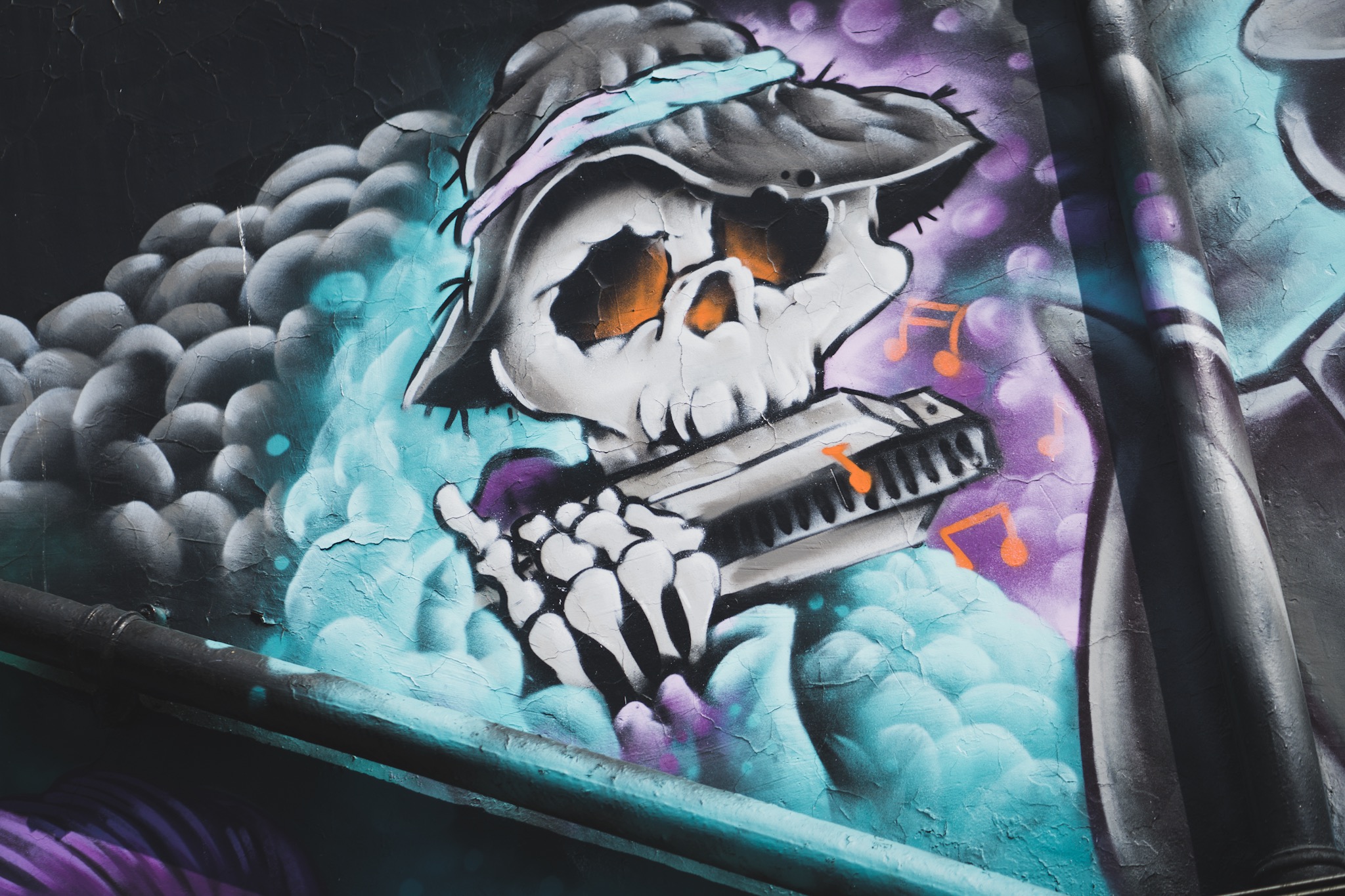 graffiti, music, art, hat, skeleton