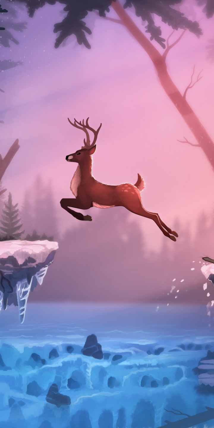 Download mobile wallpaper Winter, Fantasy, Deer, Fantasy Animals for free.