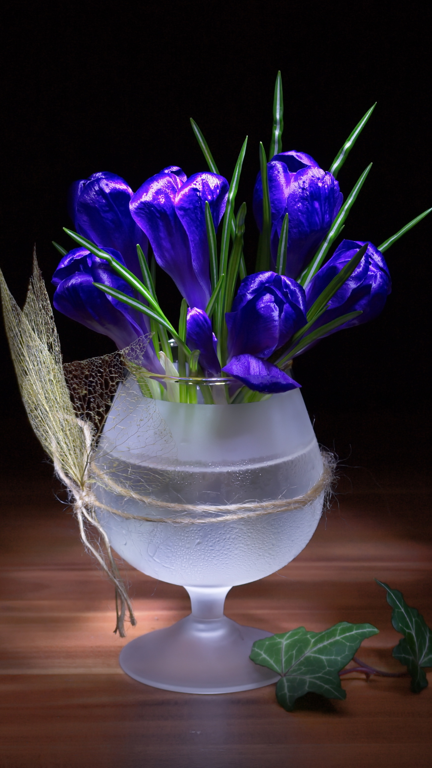 Handy-Wallpaper Blume, Glas, Krokus, Menschengemacht, Stillleben, Blaue Blume kostenlos herunterladen.
