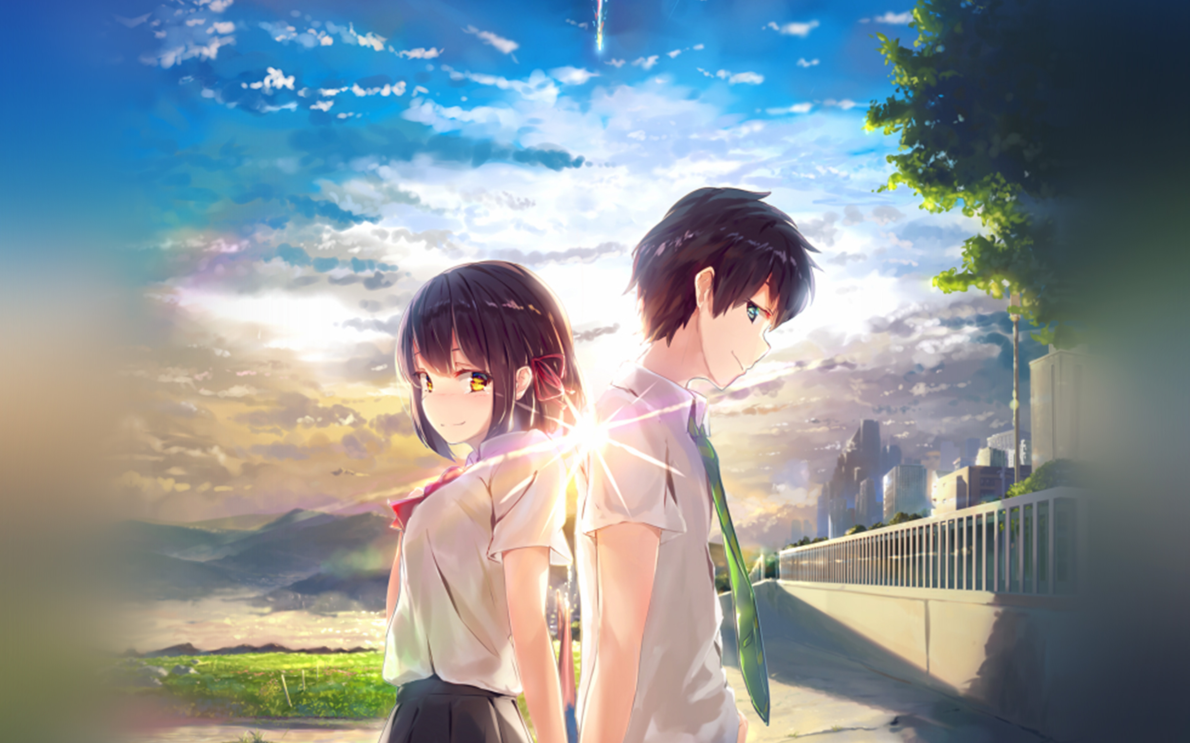 Descarga gratis la imagen Animado, Kimi No Na Wa, Mitsuha Miyamizu, Taki Tachibana en el escritorio de tu PC