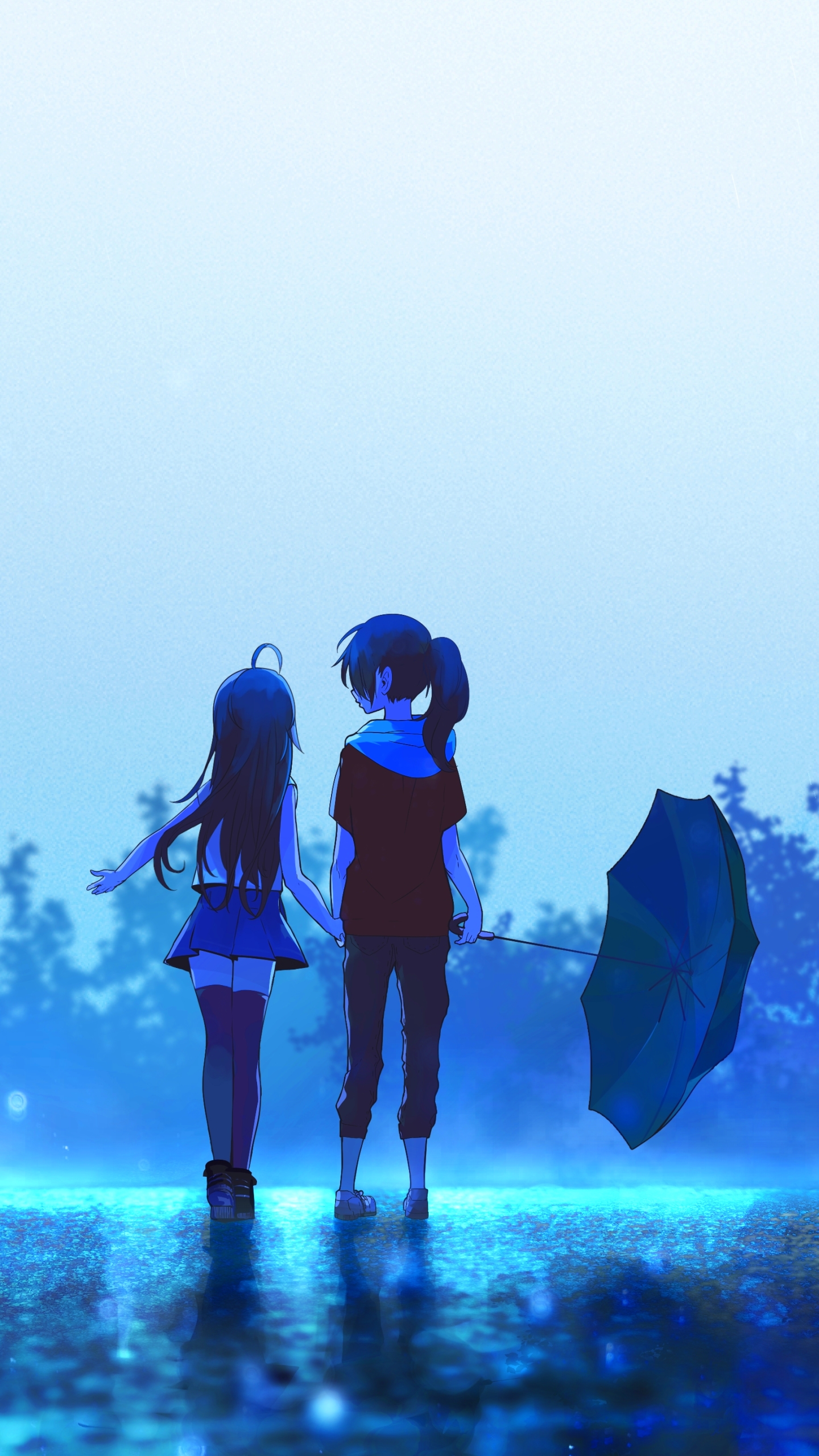 Handy-Wallpaper Regen, Regenschirm, Original, Animes, Yuri kostenlos herunterladen.