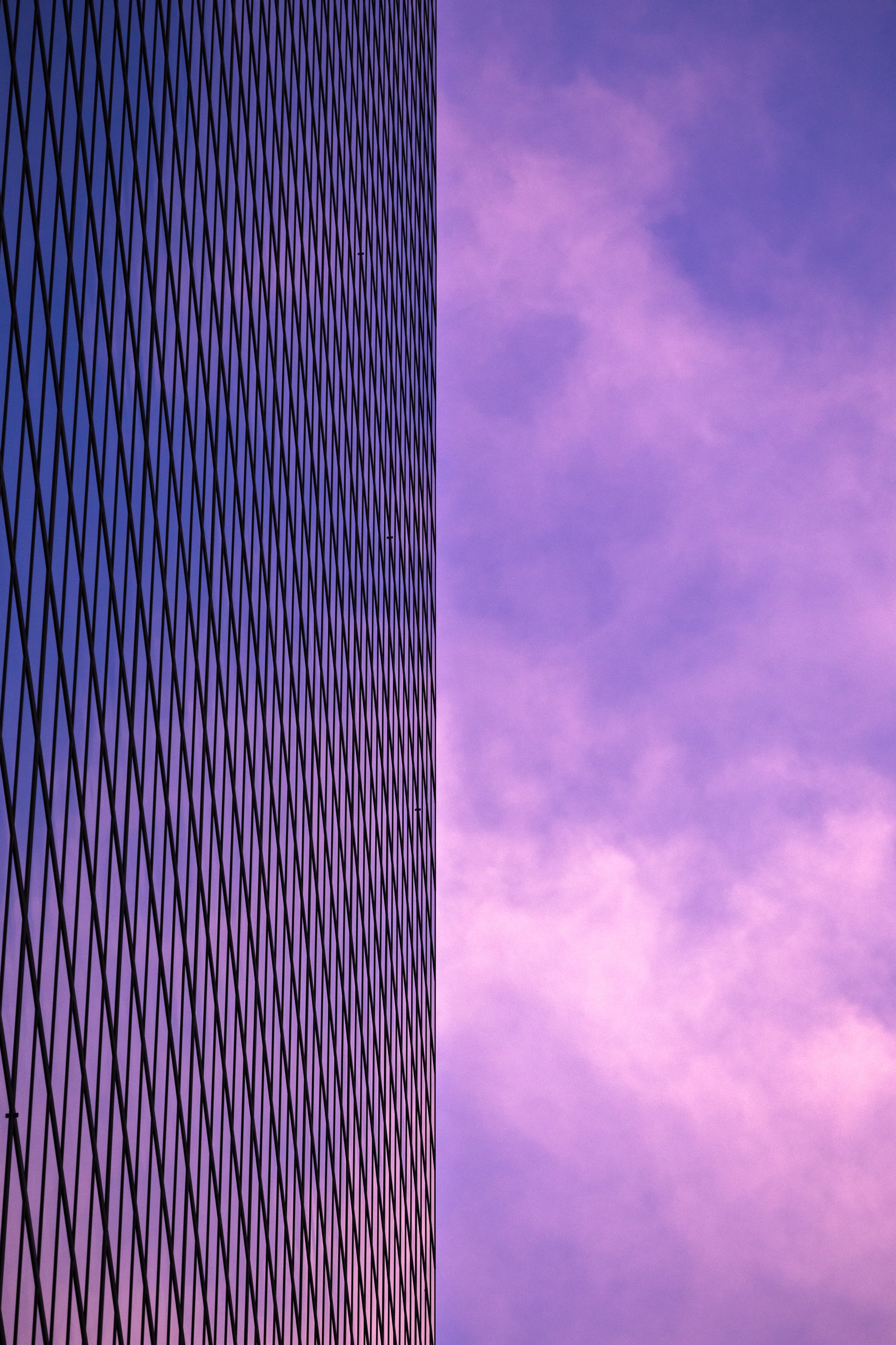 Download mobile wallpaper Building, Sky, Violet, Purple, Minimalism for free.