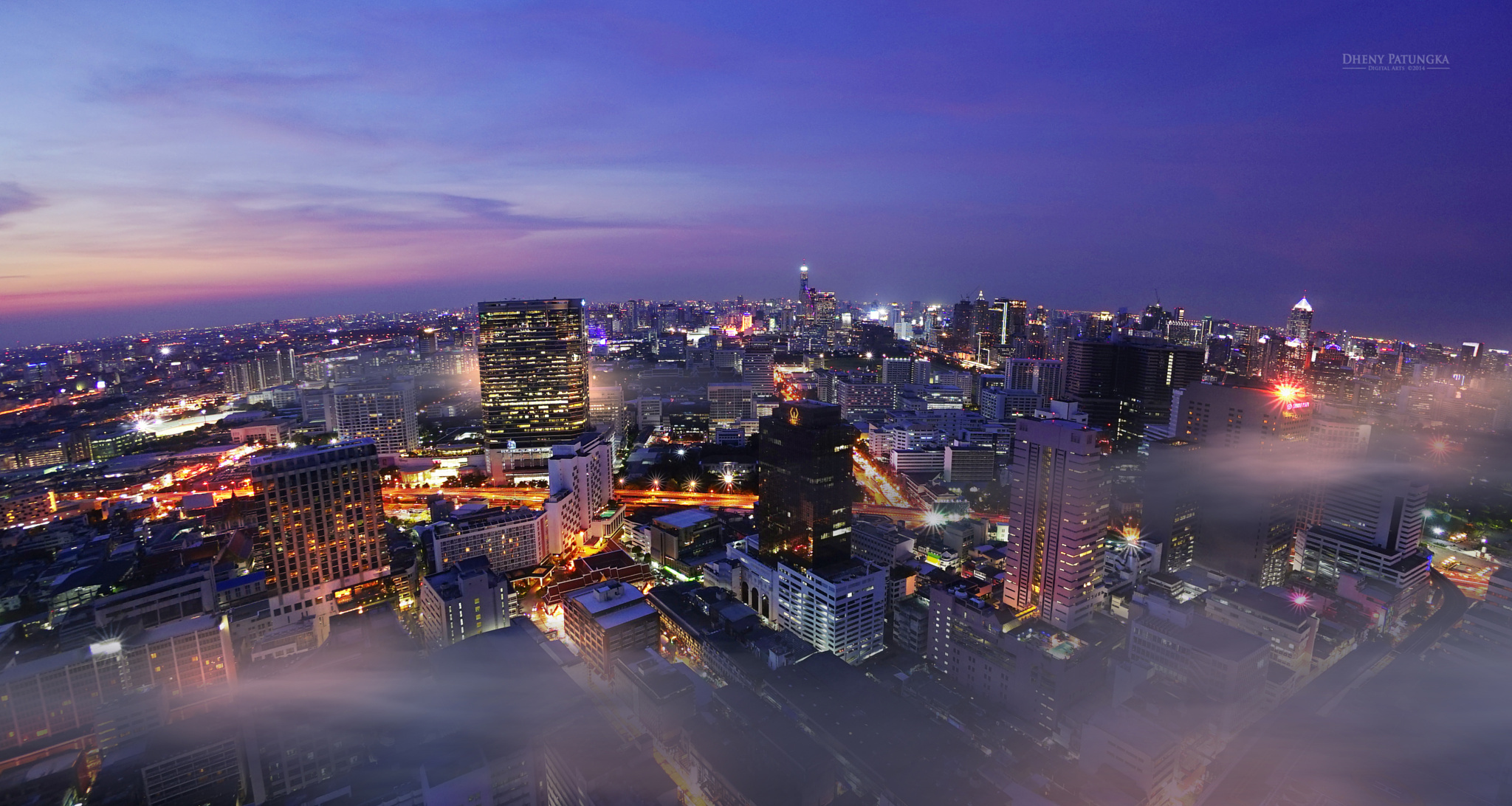 Скачать обои бесплатно Города, Ночь, Город, Свет, Городской Пейзаж, Таиланд, Бангкок, Сделано Человеком картинка на рабочий стол ПК