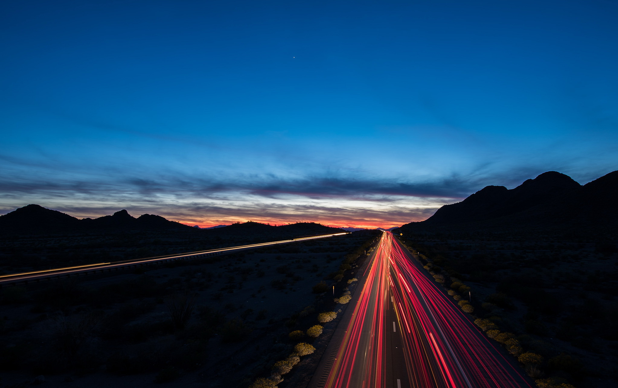 Download mobile wallpaper Landscape, Night, Light, Road, Photography, Highway, Time Lapse for free.