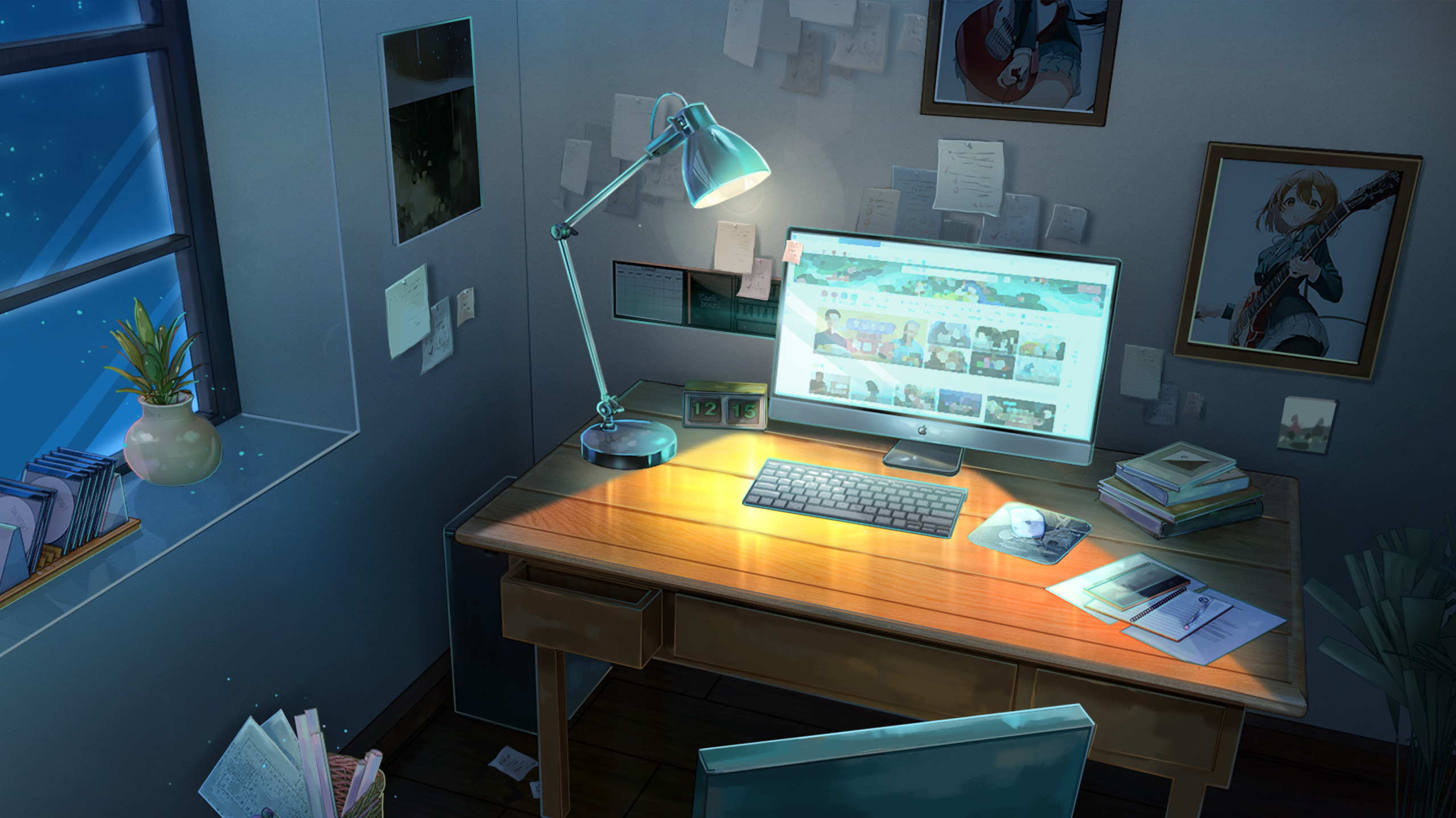 Descarga gratis la imagen Noche, Ordenador, Animado, La Habitación en el escritorio de tu PC