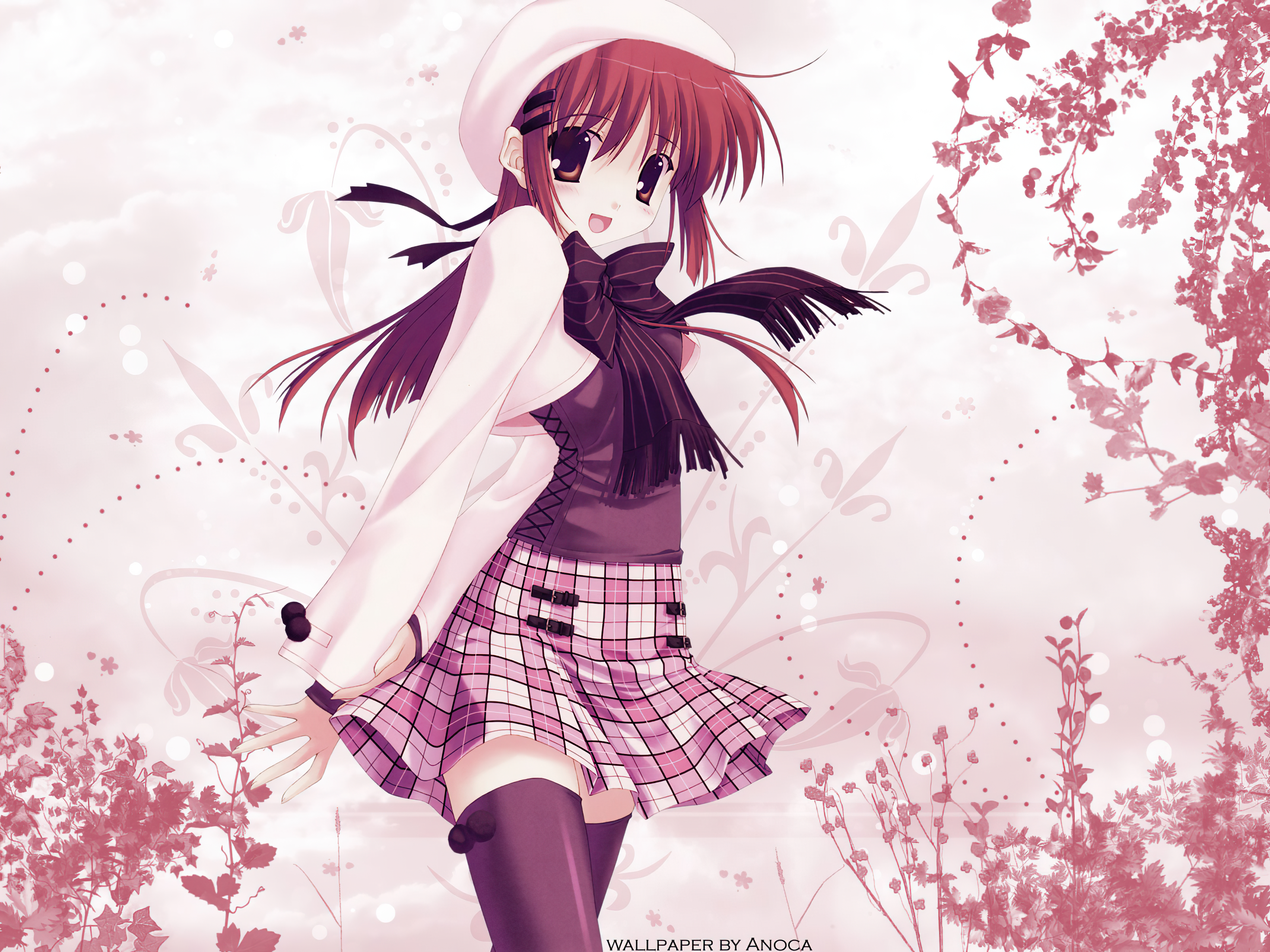 Download mobile wallpaper Anime, Hat, Ribbon, Original, Brown Eyes, Long Hair, Brown Hair for free.