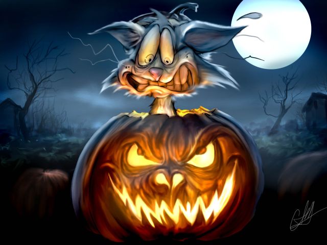 Laden Sie das Feiertage, Halloween, Kaninchen, Hase, Jack O' Laterne, Kürbislaterne-Bild kostenlos auf Ihren PC-Desktop herunter