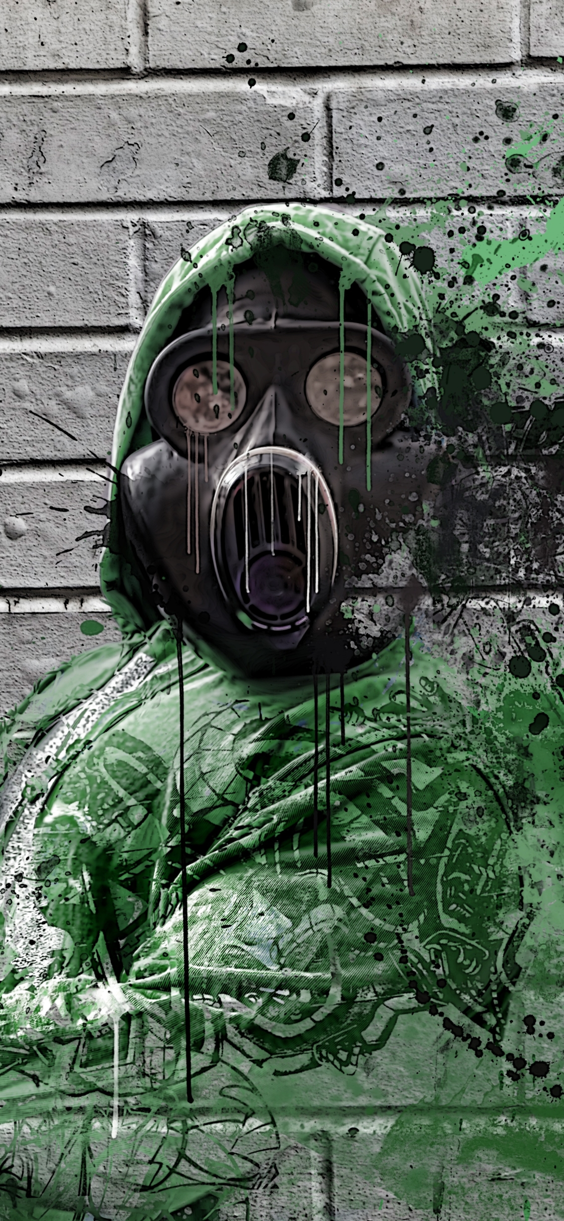 Download mobile wallpaper Gas Mask, Graffiti, Artistic for free.