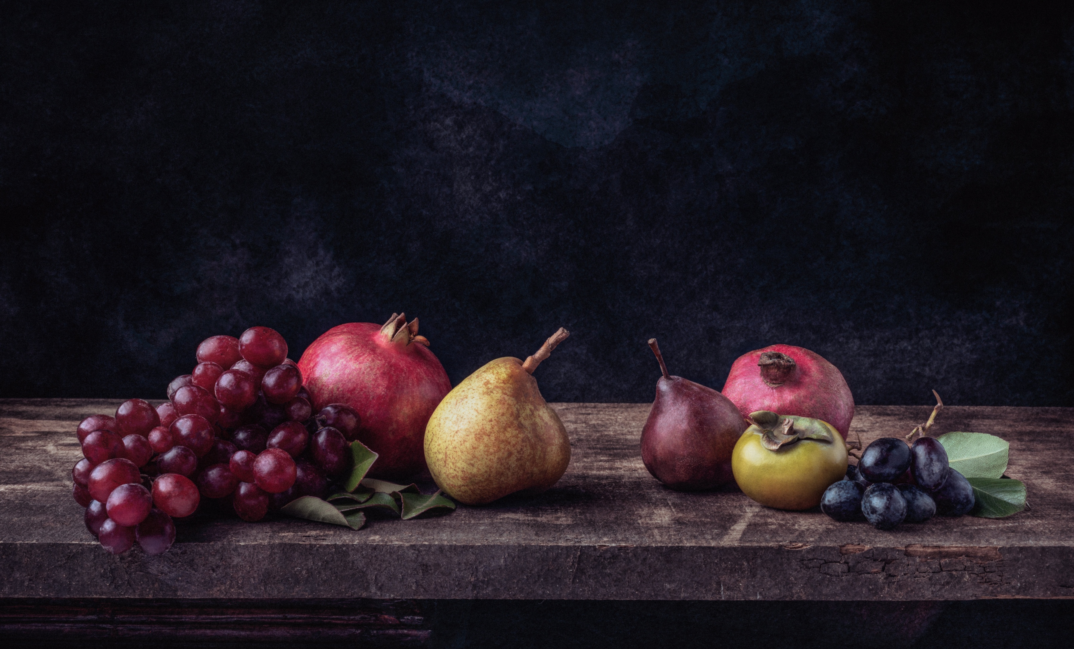 485323 Hintergrundbild herunterladen nahrungsmittel, frucht, früchte, birne, persimmon, granatapfel - Bildschirmschoner und Bilder kostenlos