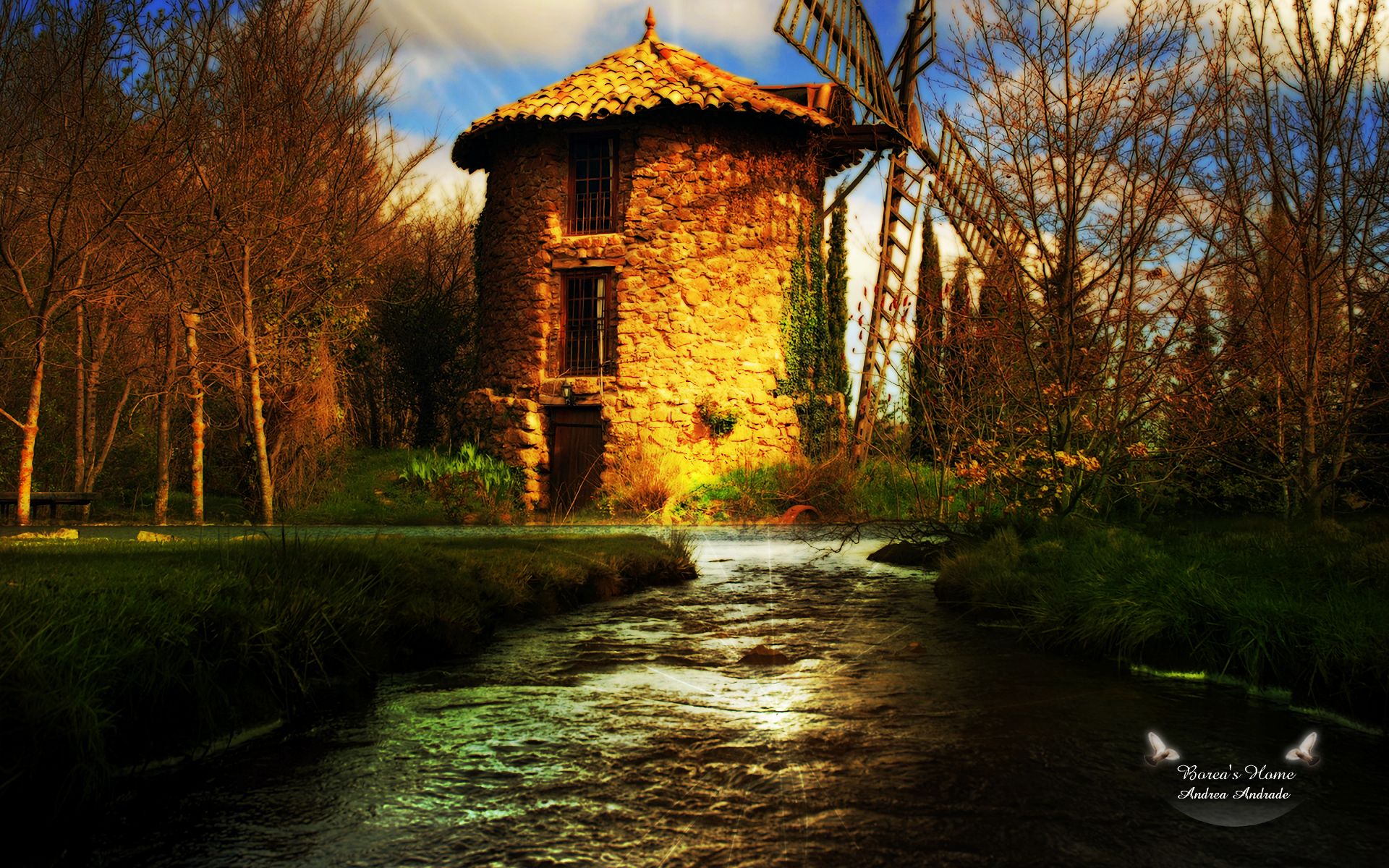 Download mobile wallpaper House, Hdr, Artistic, Windmill, Manipulation for free.