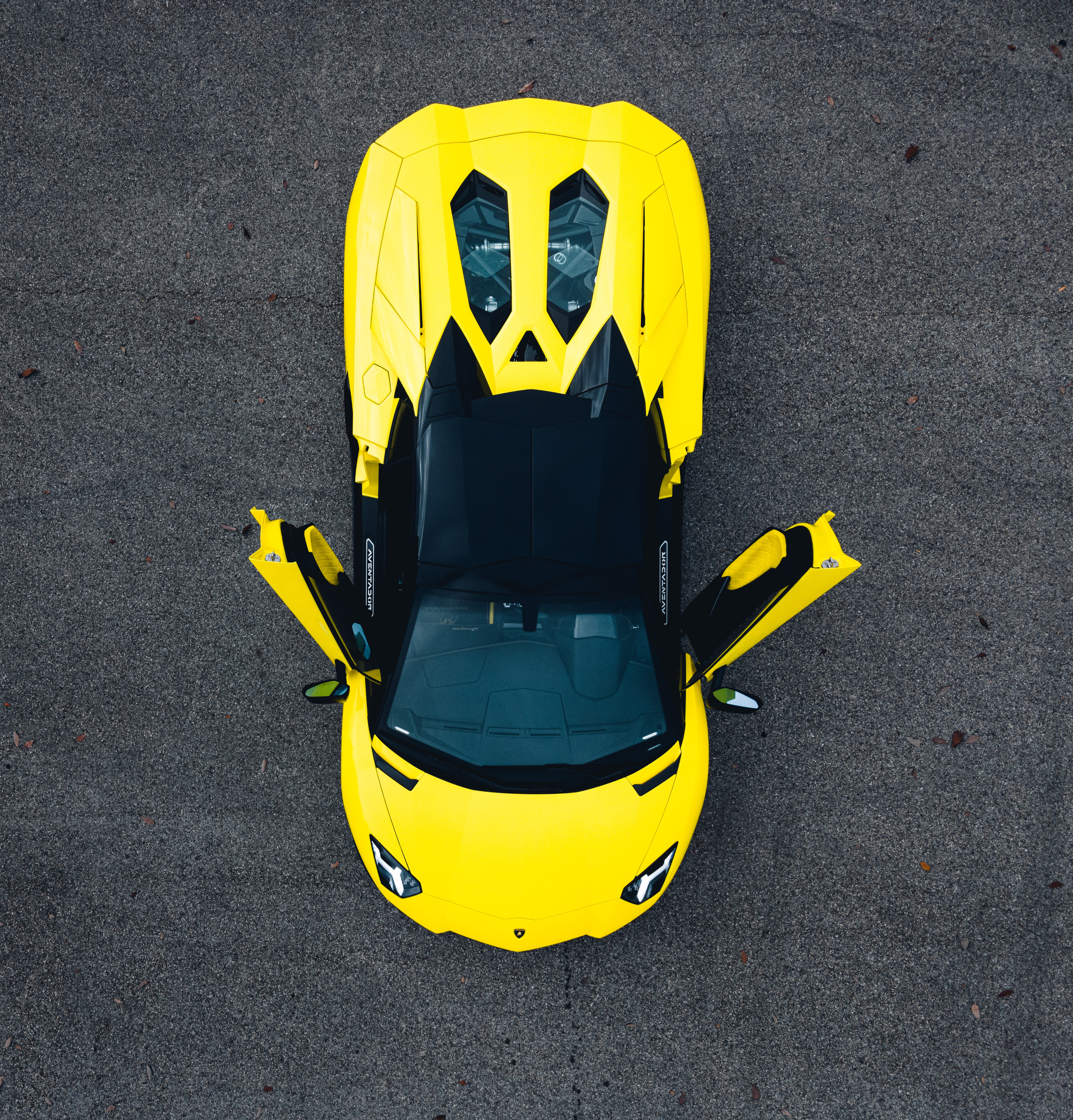 lamborghini aventador, sports car, sports, lamborghini, cars, yellow, view from above, car