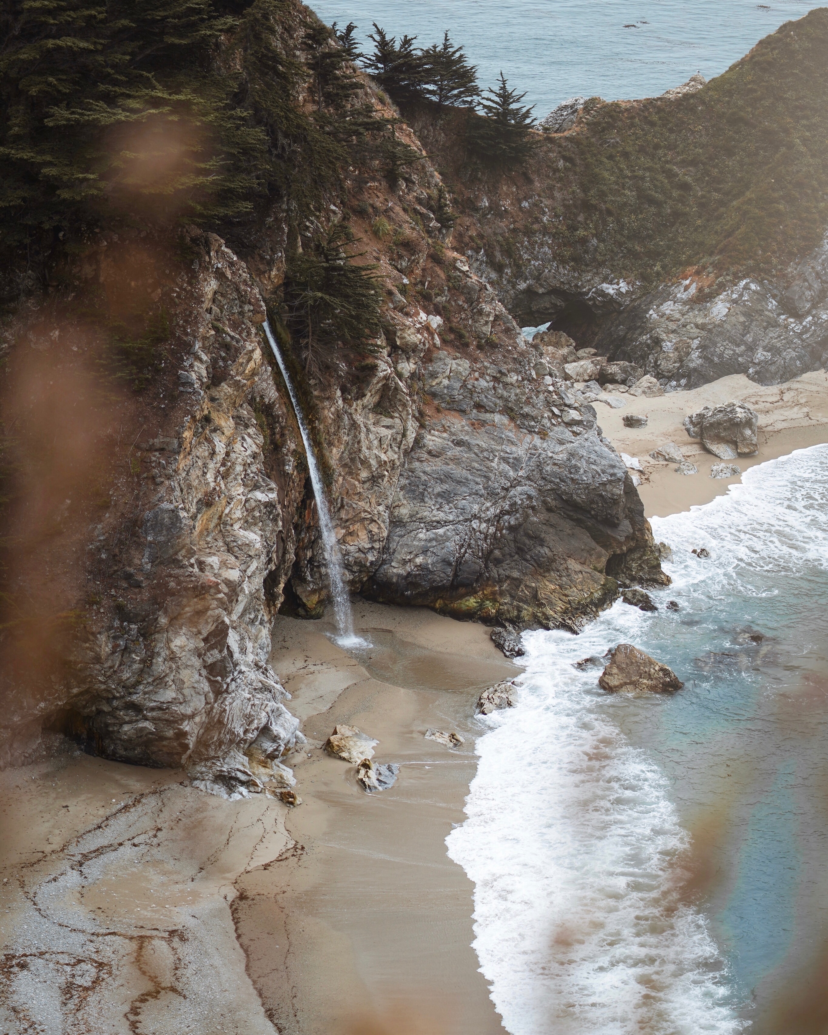 Free download wallpaper Nature, Sea, Rocks, Coast, Waterfall, Beach on your PC desktop