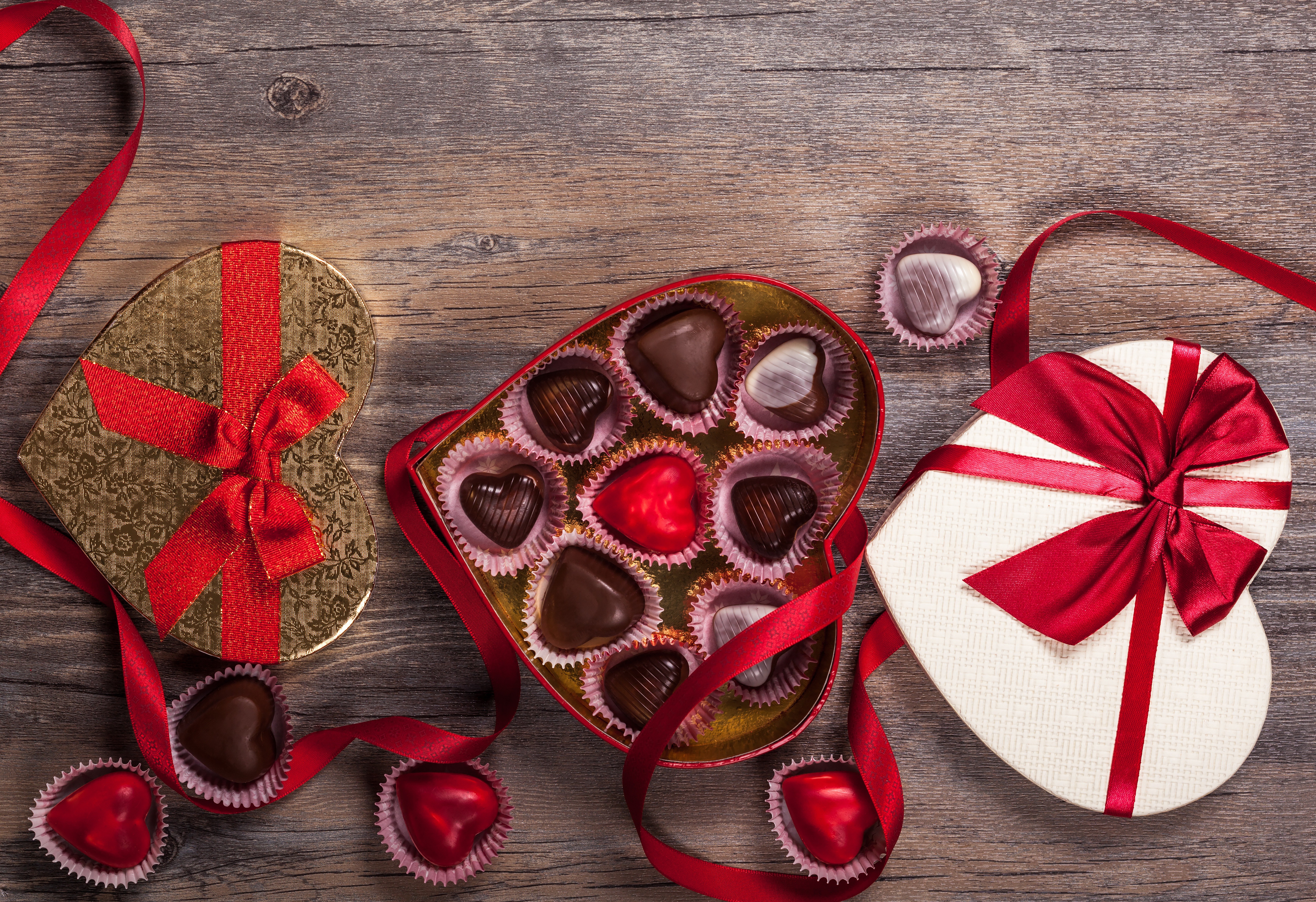 Download mobile wallpaper Valentine's Day, Chocolate, Holiday, Gift, Sweets, Ribbon, Romantic, Heart Shaped for free.