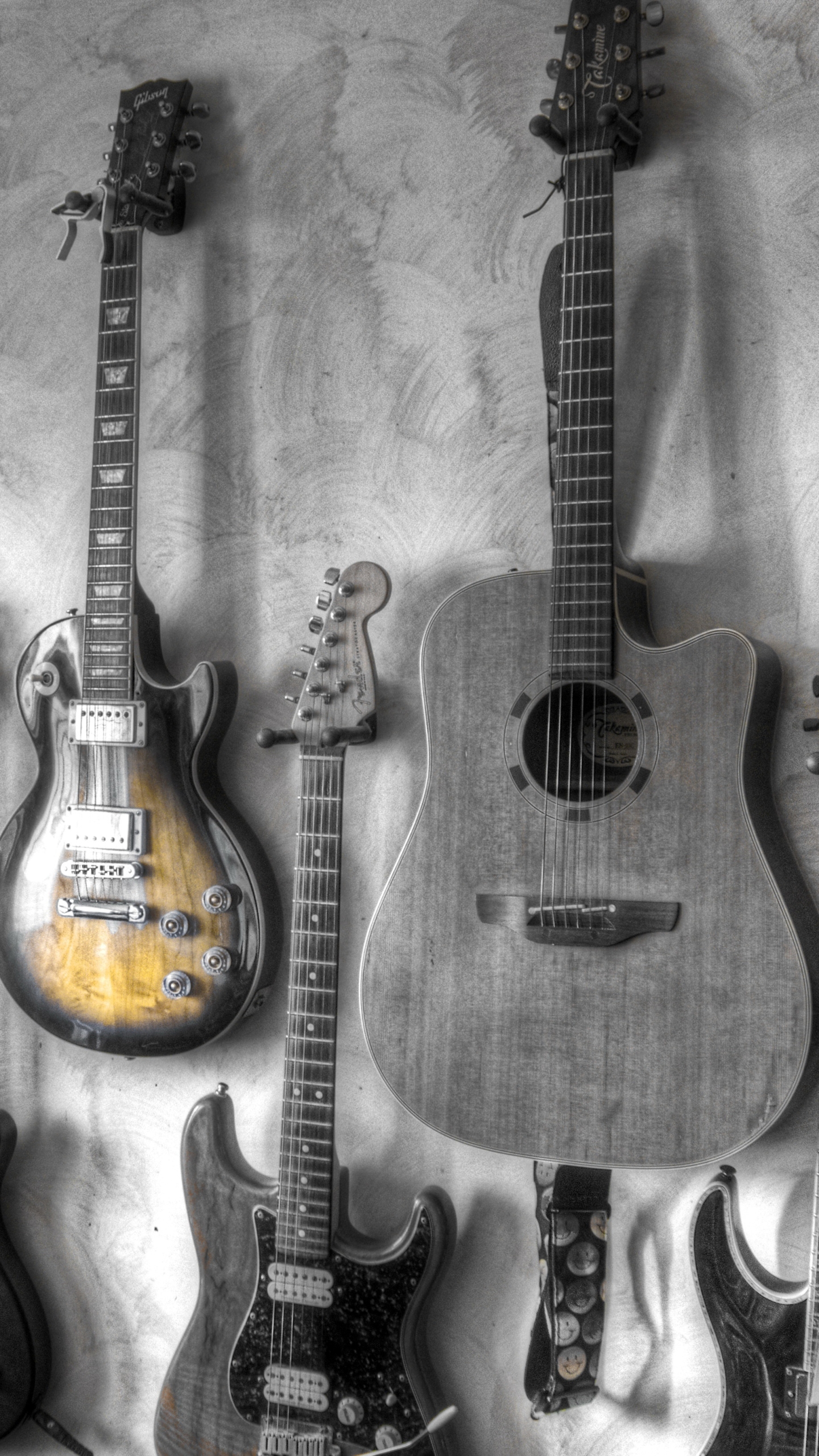 Download mobile wallpaper Music, Guitar, Selective Color, Instrument for free.