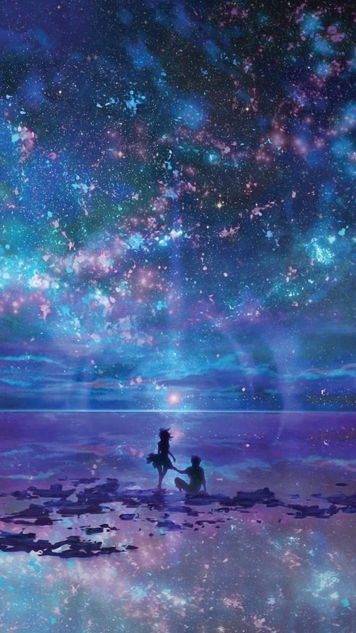 Download mobile wallpaper Anime, Fantasy, Sky, Stars, Couple, Ocean, Original for free.