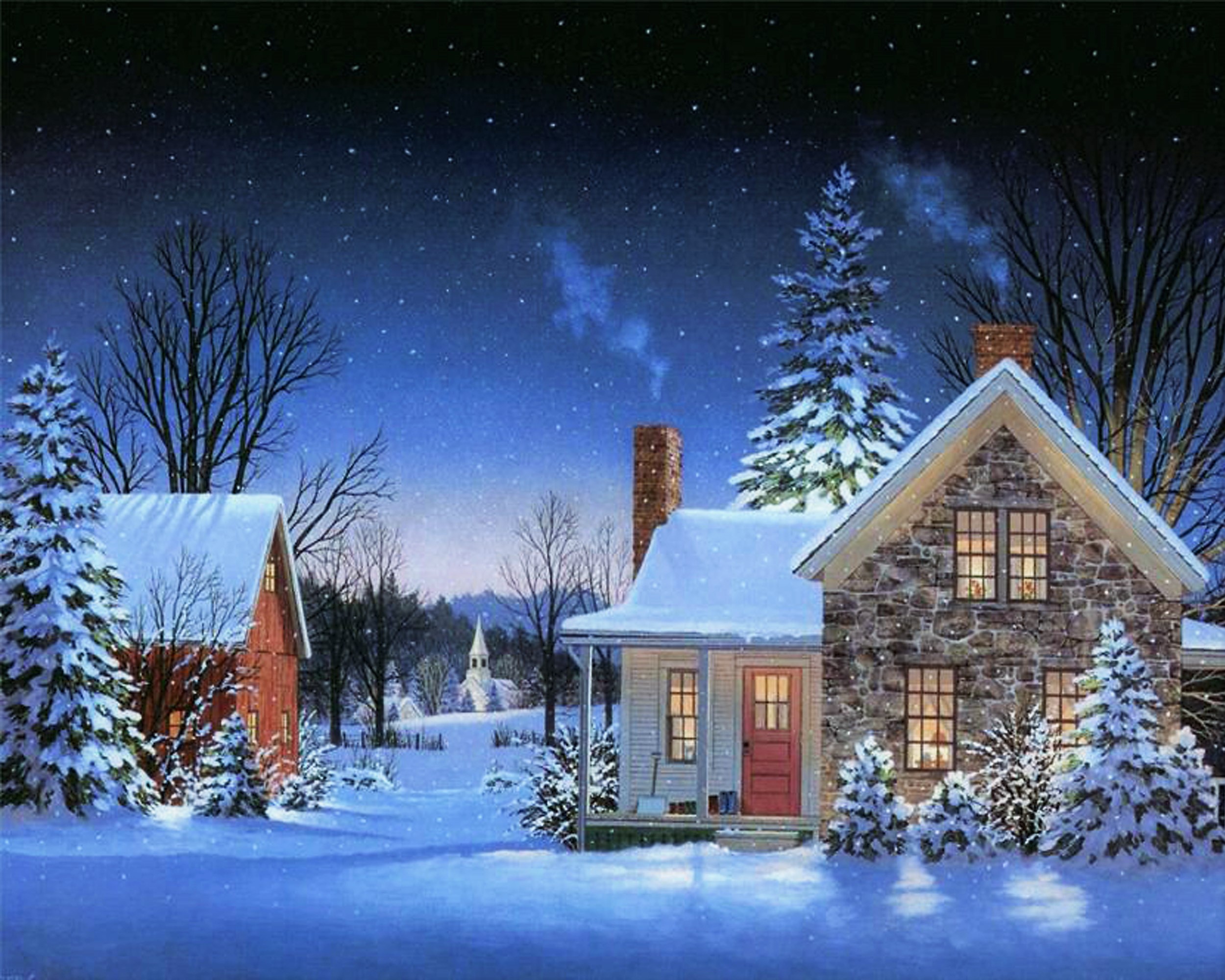 Free download wallpaper Winter, Snow, House, Artistic on your PC desktop