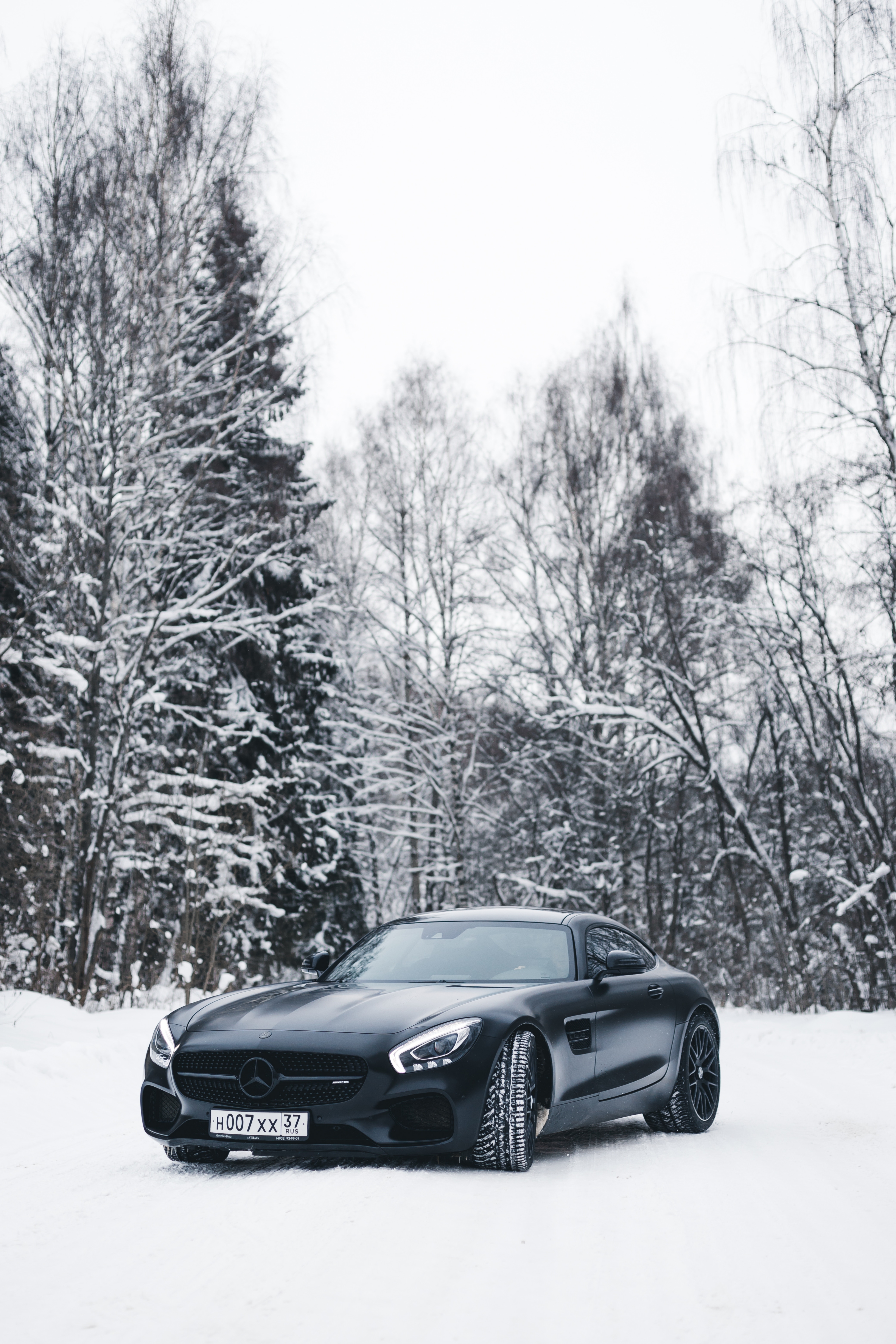 mercedes benz, cars, mercedes, black, forest, snow