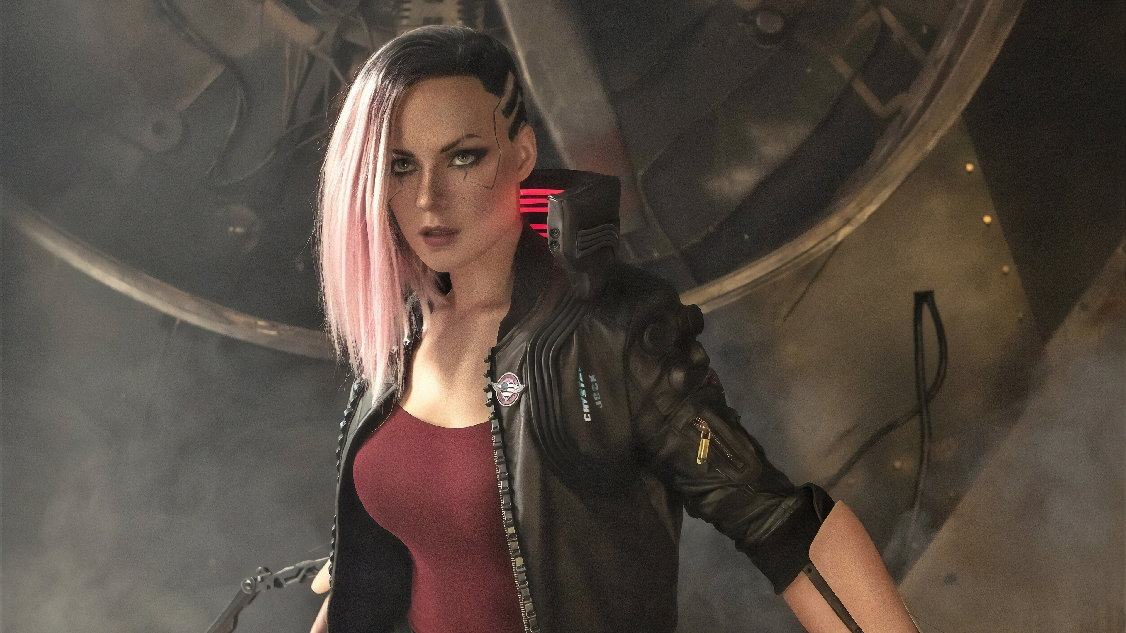 Handy-Wallpaper Cyborg, Pinkes Haar, Computerspiele, Cyberpunk 2077 kostenlos herunterladen.