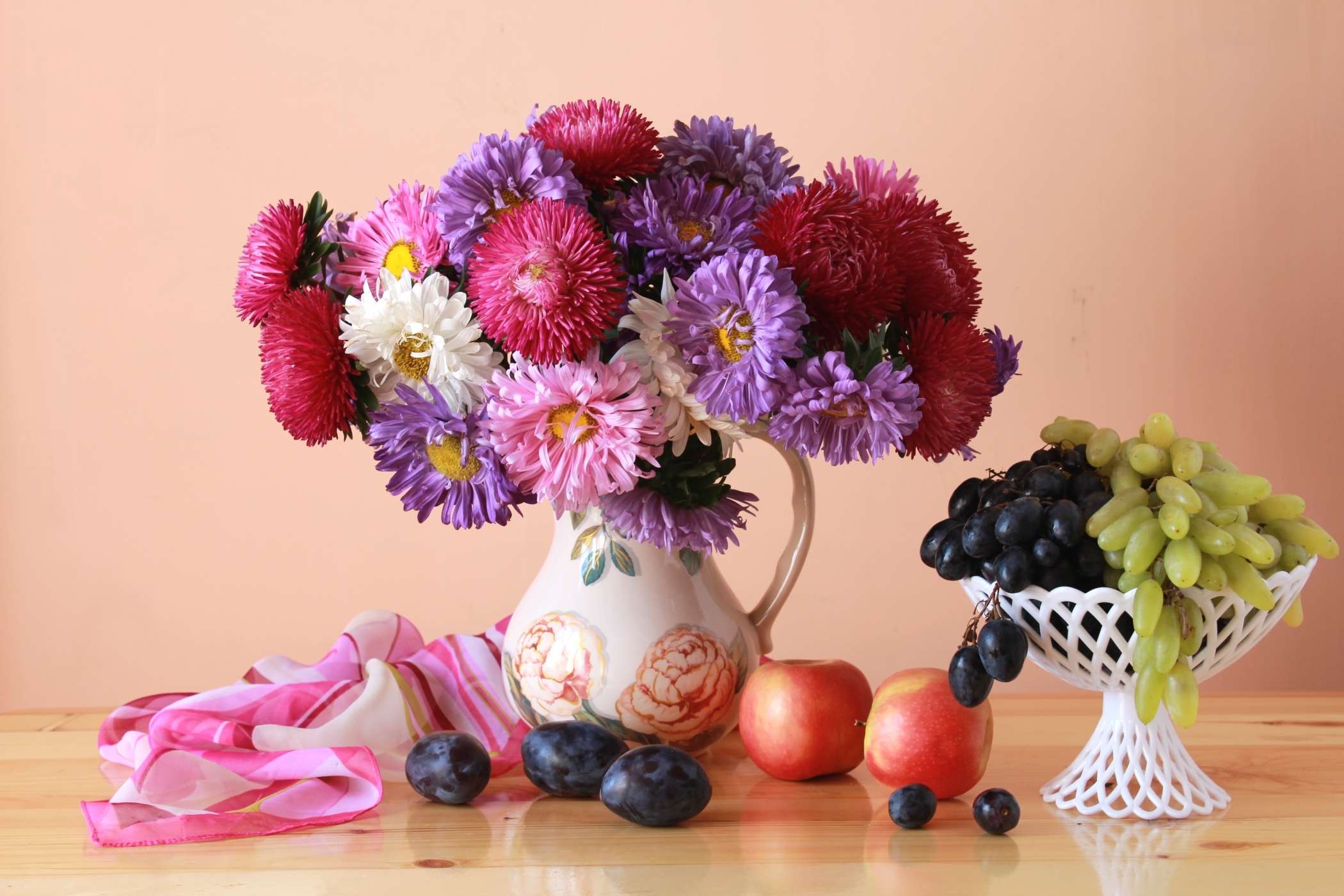 Download mobile wallpaper Still Life, Flower, Fruit, Vase, Photography for free.