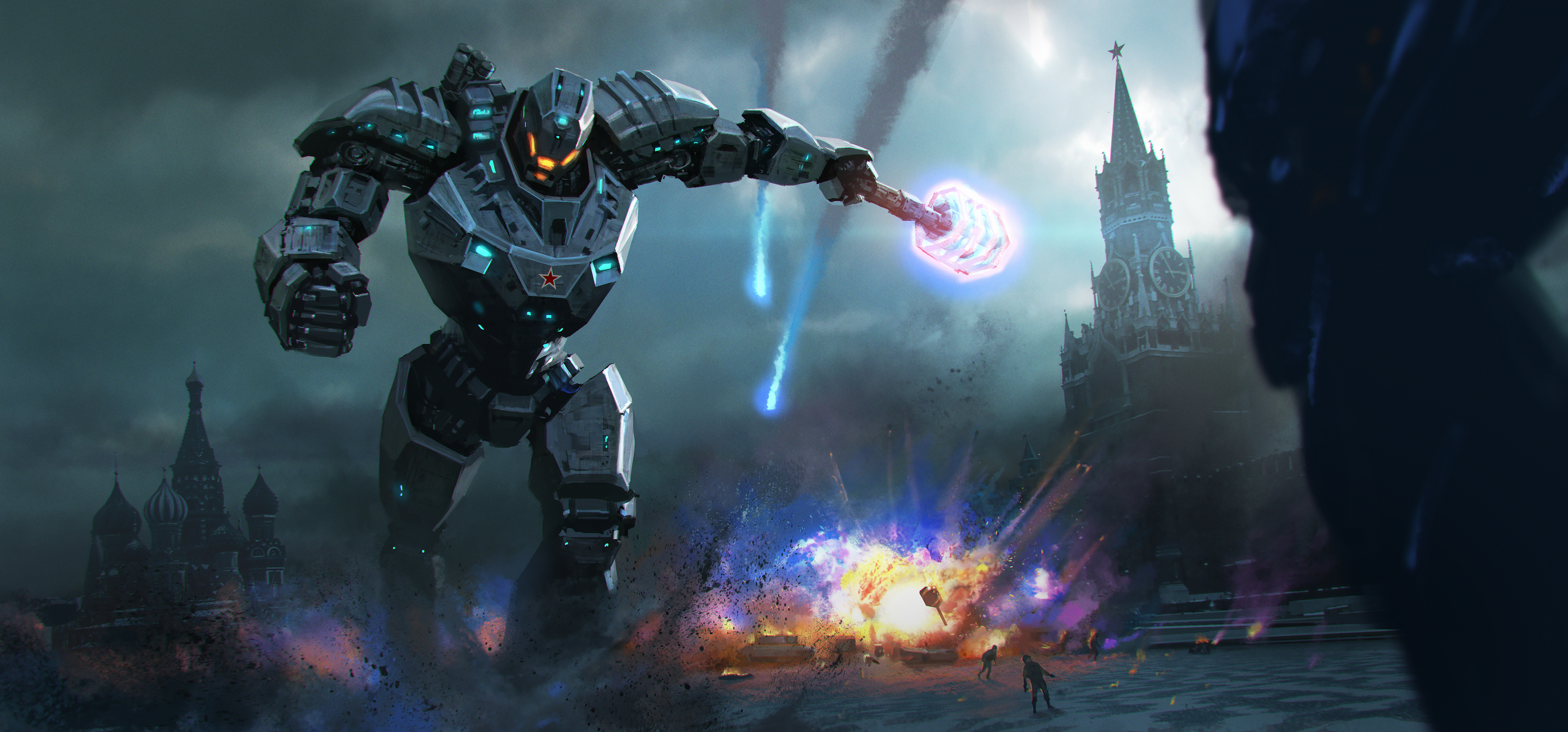 Download mobile wallpaper Weapon, Robot, Explosion, Sci Fi for free.