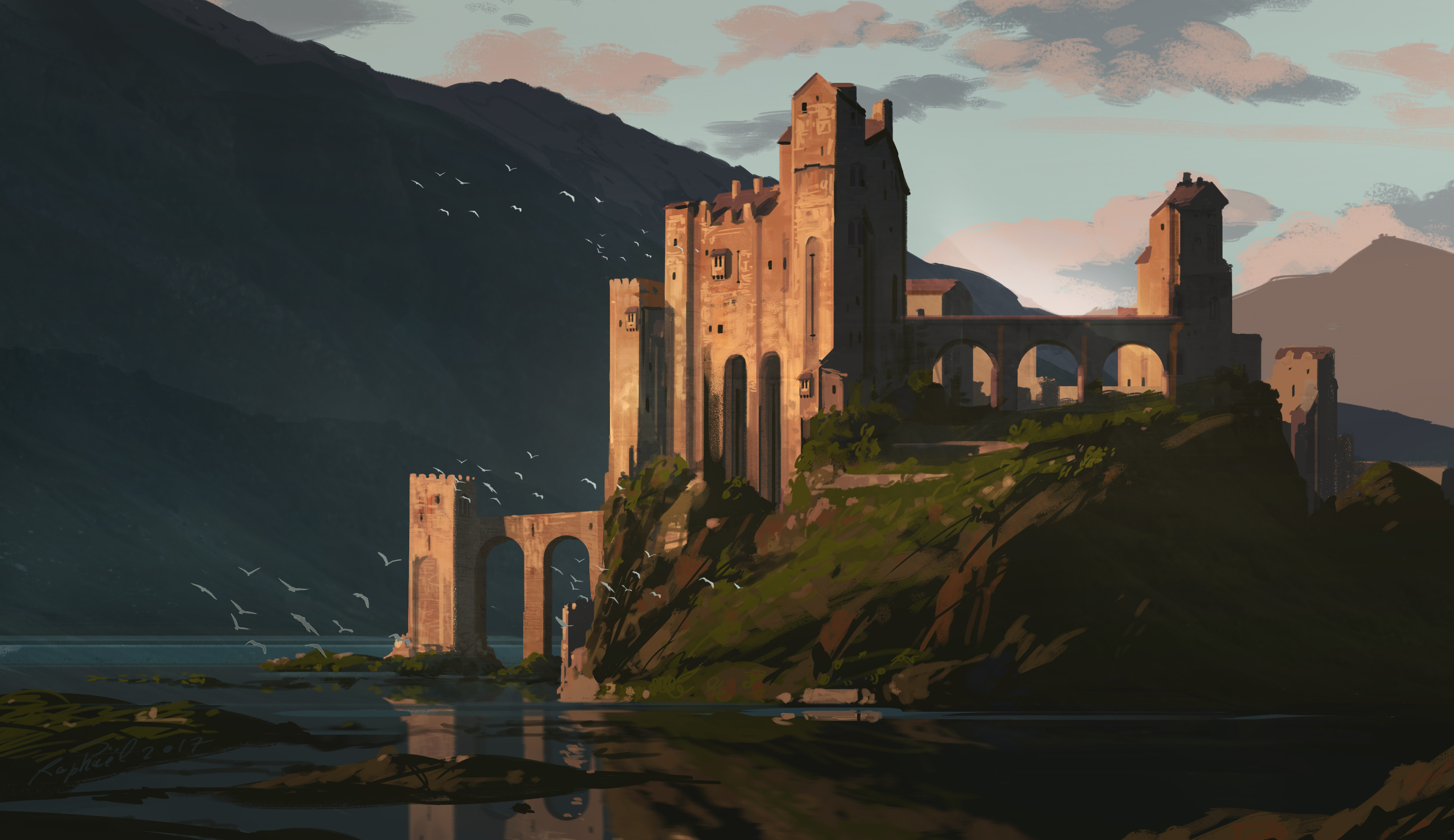 Download mobile wallpaper Landscape, Fantasy, Castles, Castle for free.