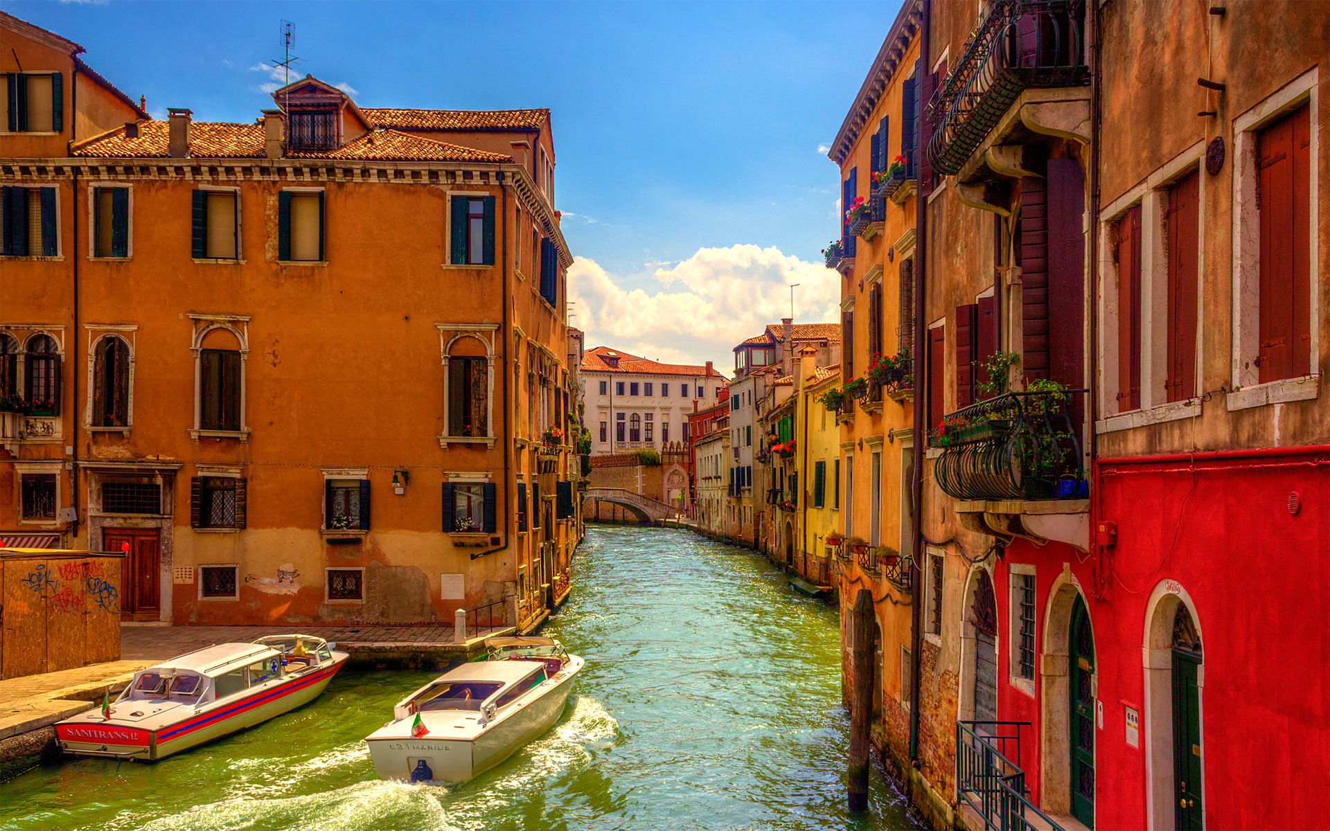 Laden Sie das Städte, Italien, Venedig, Haus, Farben, Boot, Bunt, Kanal, Menschengemacht-Bild kostenlos auf Ihren PC-Desktop herunter