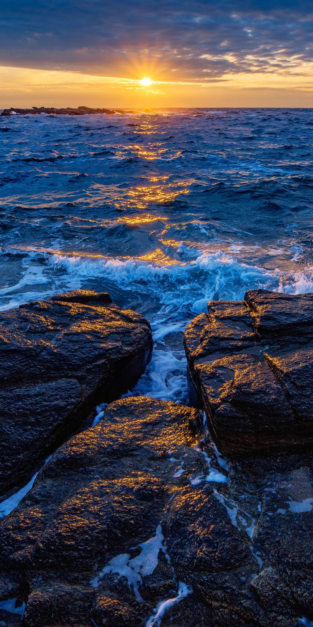 Descarga gratuita de fondo de pantalla para móvil de Naturaleza, Amanecer, Horizonte, Océano, Tierra/naturaleza.