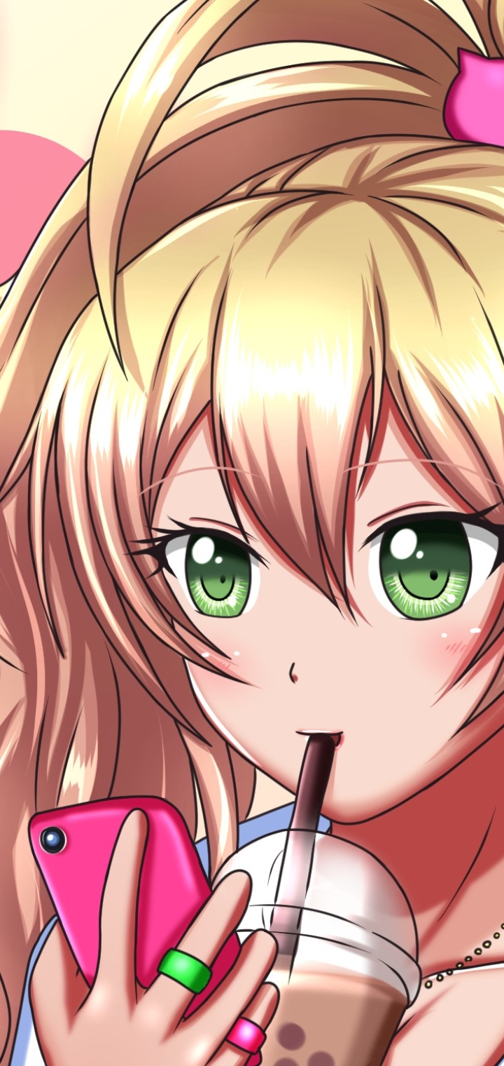 Download mobile wallpaper Anime, Blonde, Green Eyes, Hajimete No Gal, Yukana Yame for free.