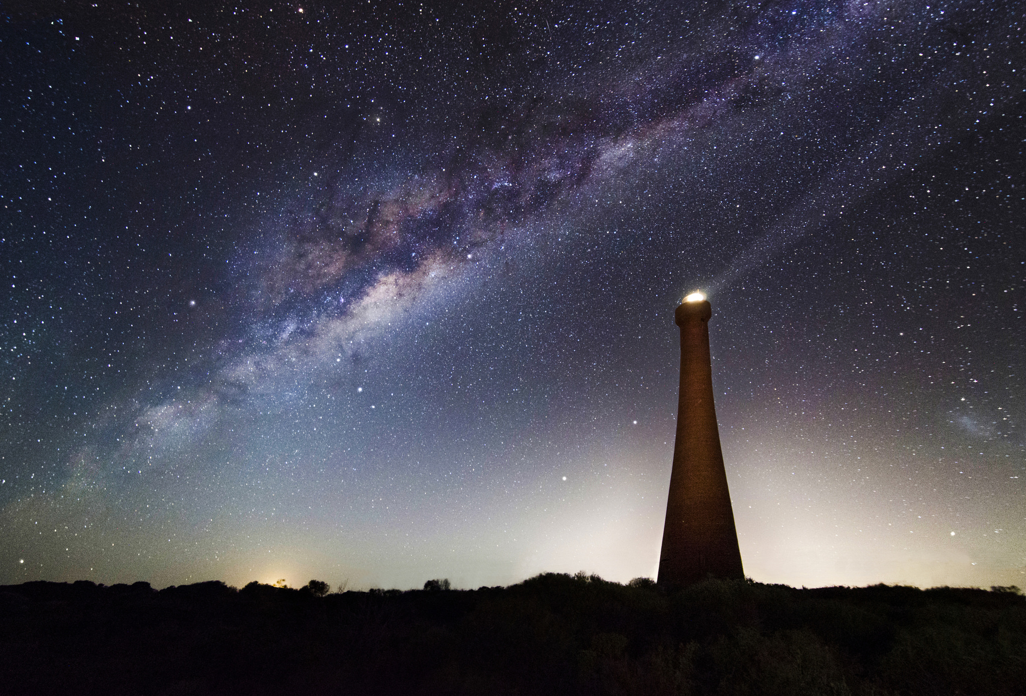 Free download wallpaper Stars, Starry Sky, Milky Way, Lighthouse, Tower, Sci Fi on your PC desktop