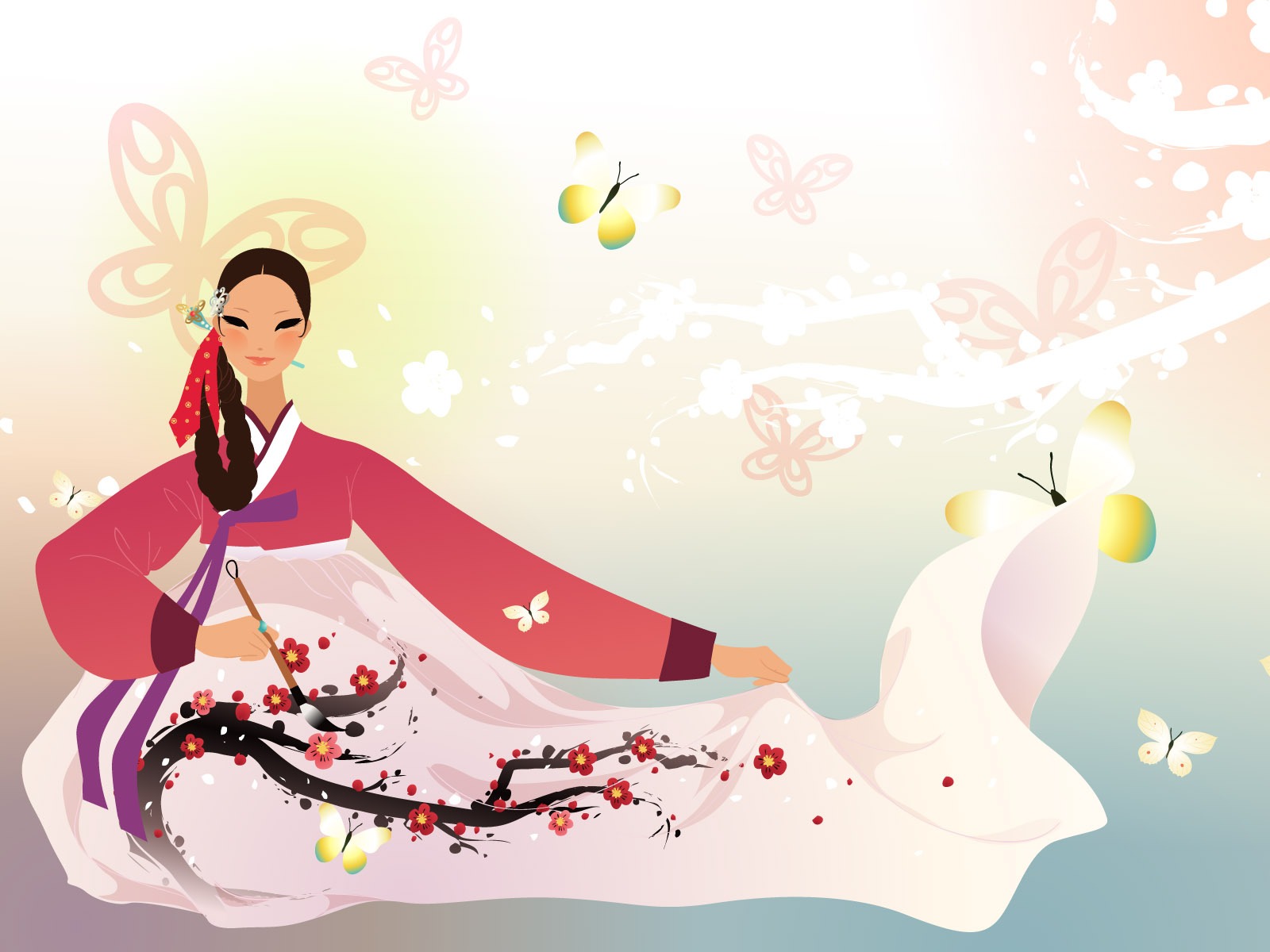 617090 baixar papel de parede mulheres, artístico, coréia, traje tradicional - protetores de tela e imagens gratuitamente
