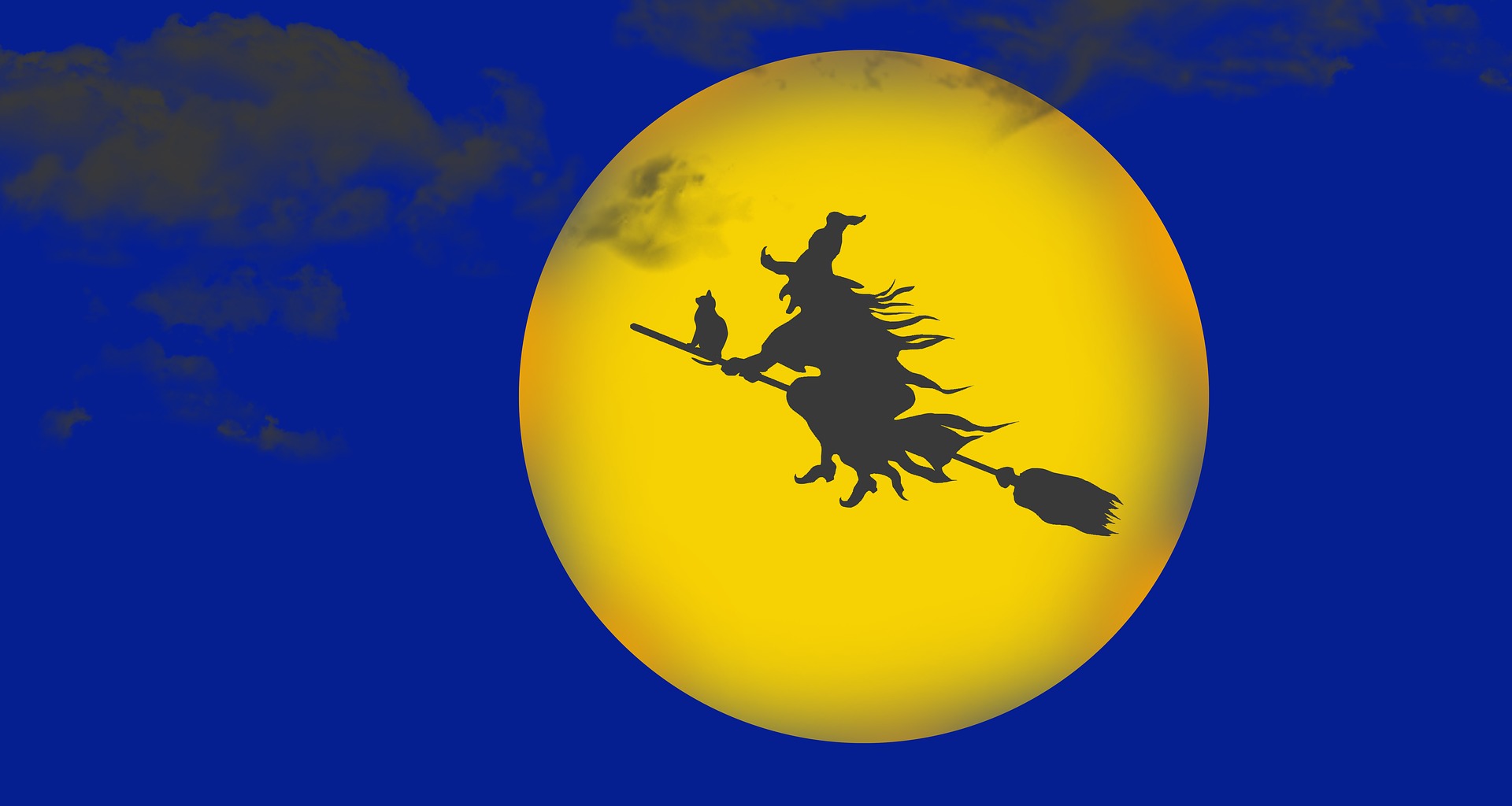 Скачать обои бесплатно Луна, Хэллоуин, Ведьма, Праздничные картинка на рабочий стол ПК