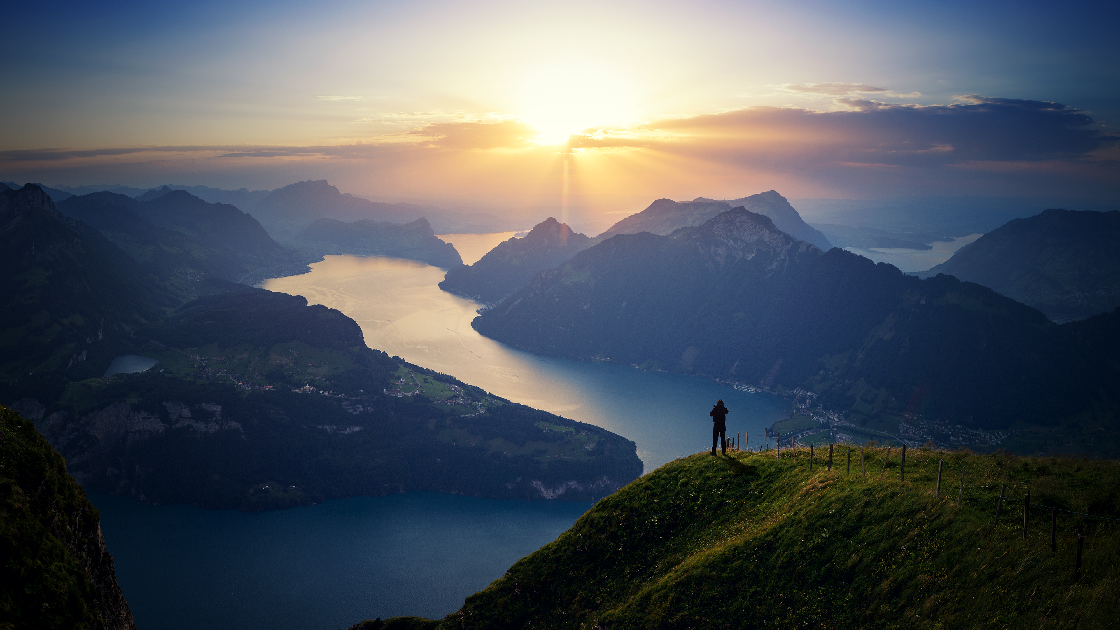 Handy-Wallpaper Landschaft, See, Sonnenaufgang, Gebirge, Fotografie kostenlos herunterladen.