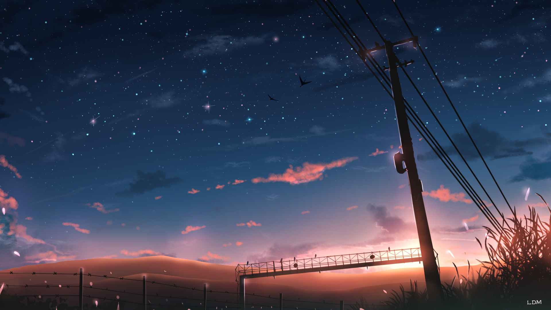 Free download wallpaper Anime, Sunset, Sky, Starry Sky, Original on your PC desktop