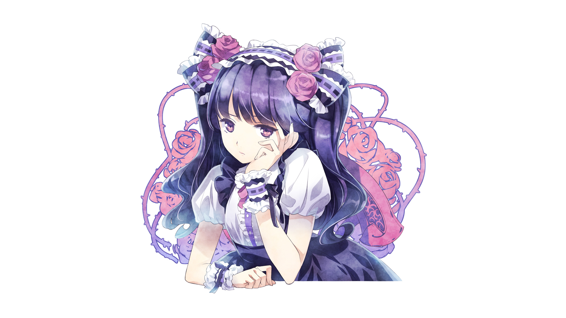 Free download wallpaper Anime, Flower, Ribbon, Original, Maid, Long Hair on your PC desktop